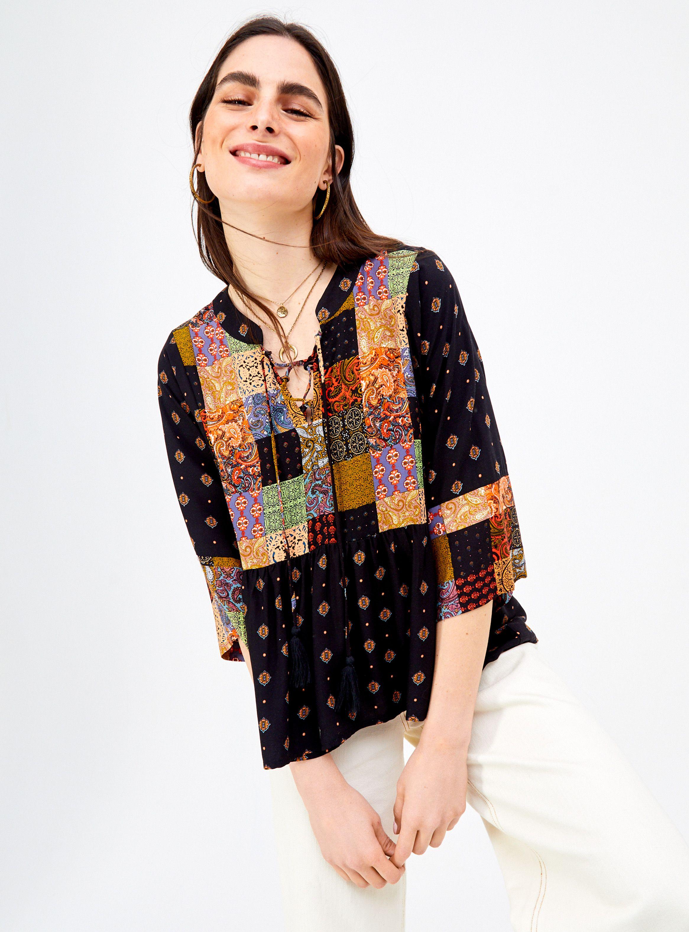 Blusa Estampado de Patchwork y Mini Print-0