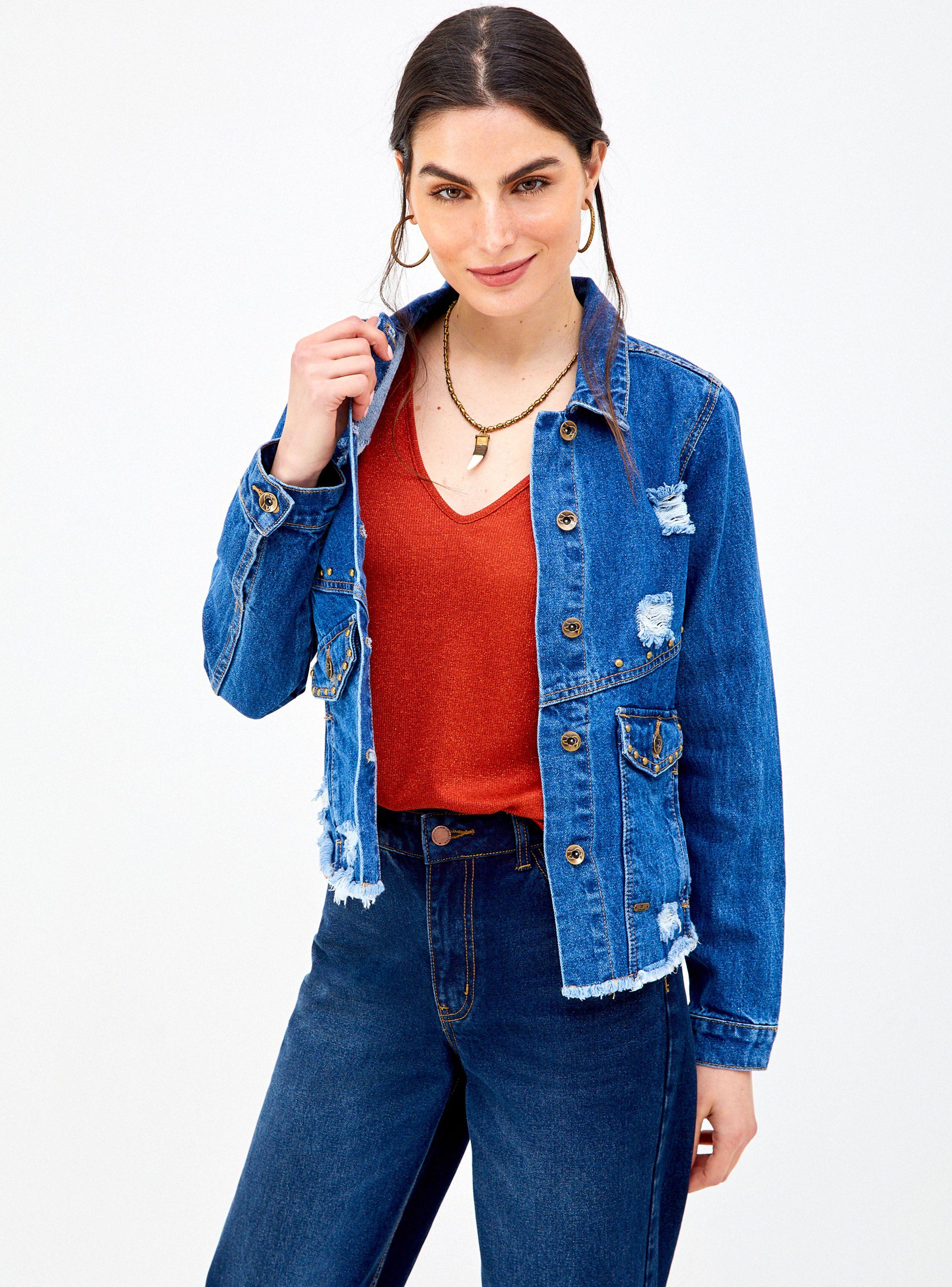 Chaqueta Denim Bolsillos Tapetas-0