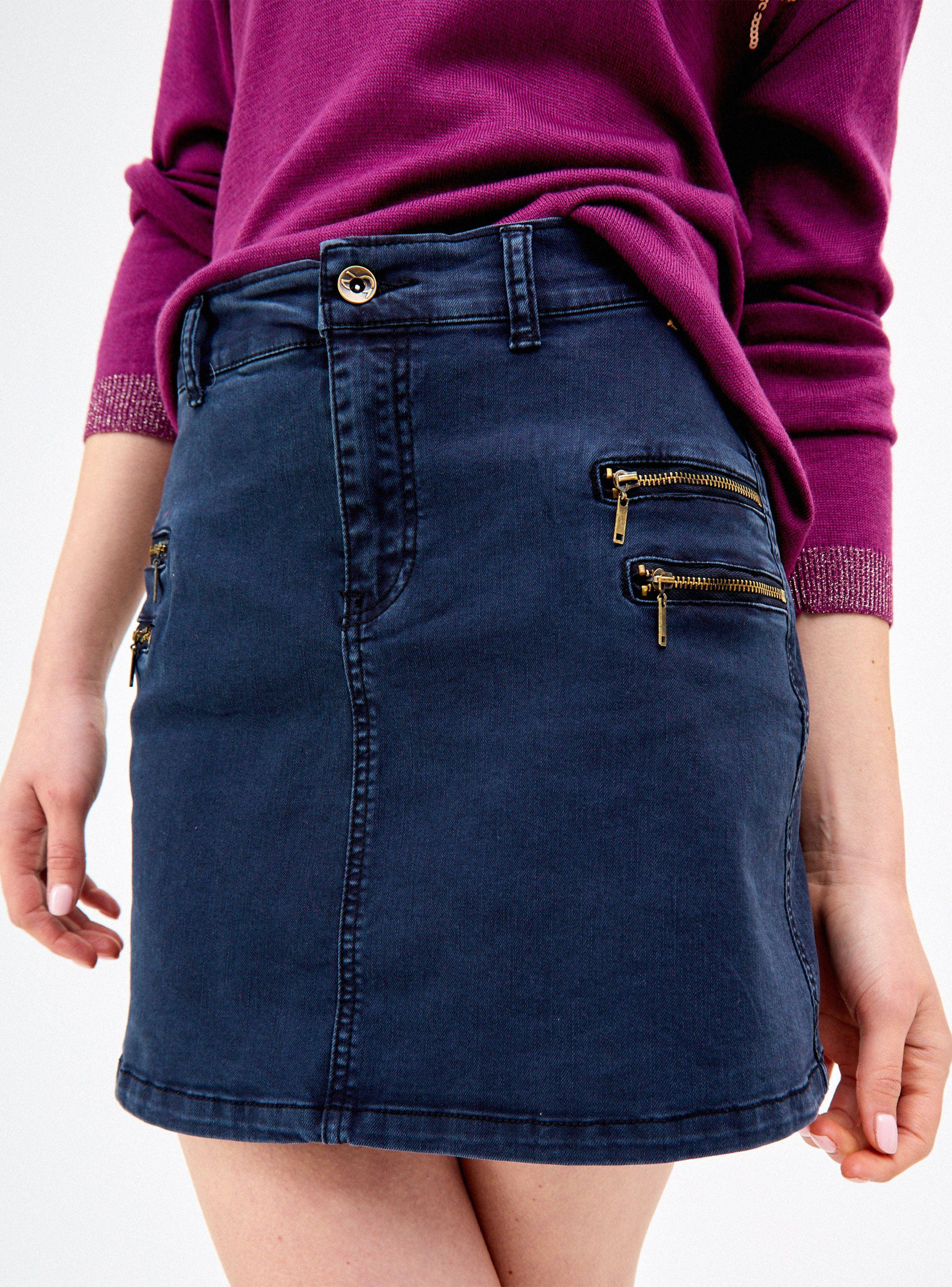 Falda Mini con Cierres en Bolsillos Frontales-2