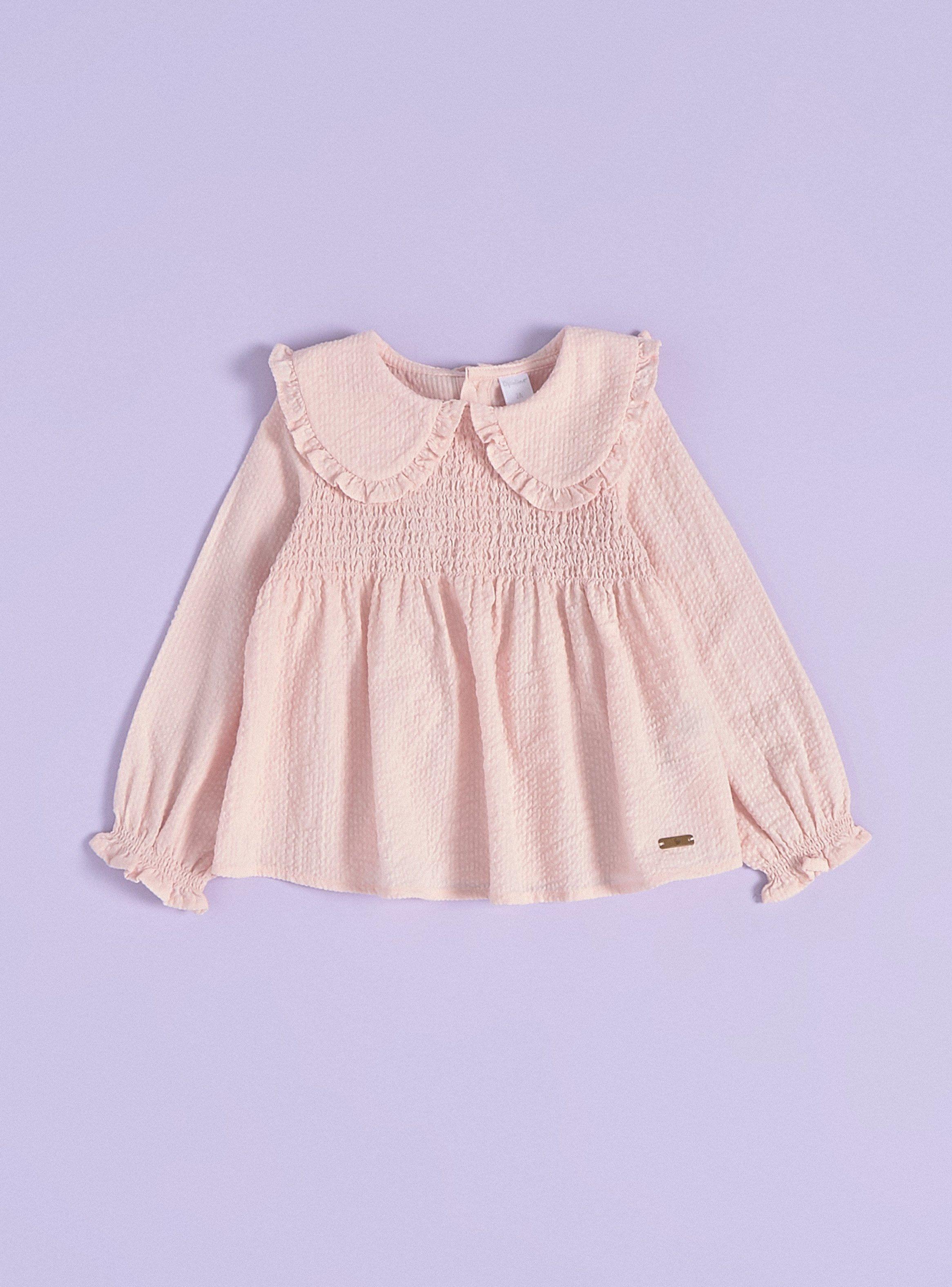 Blusa con Cuello Bobo y Panal Elasticado-0
