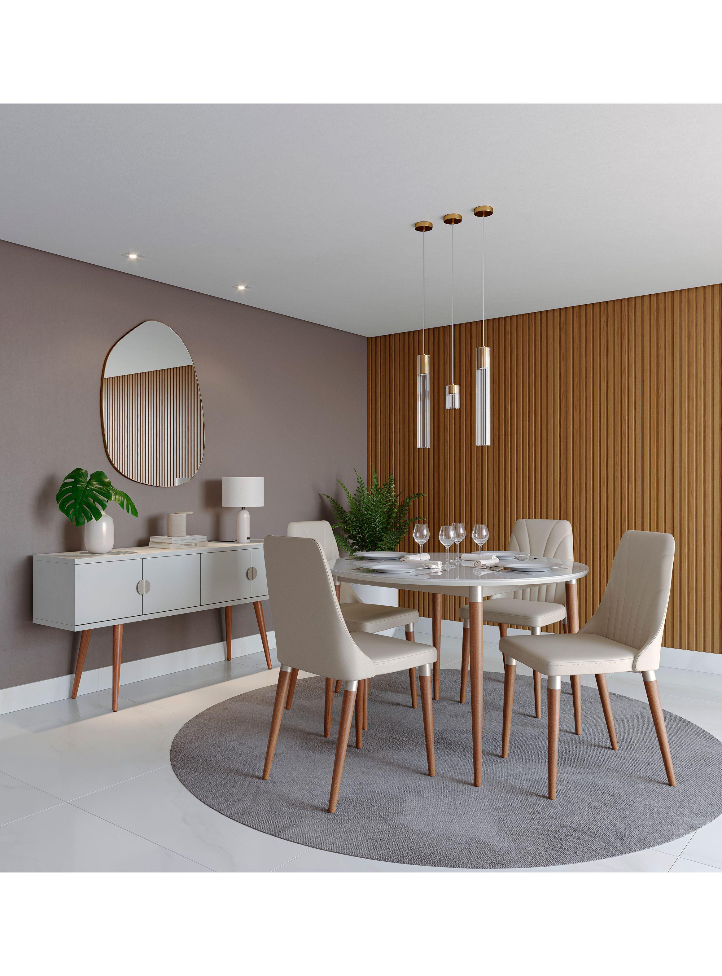 Juego Comedor Abbey Redondo 4 Sillas Loren + Buffet Abbey-5