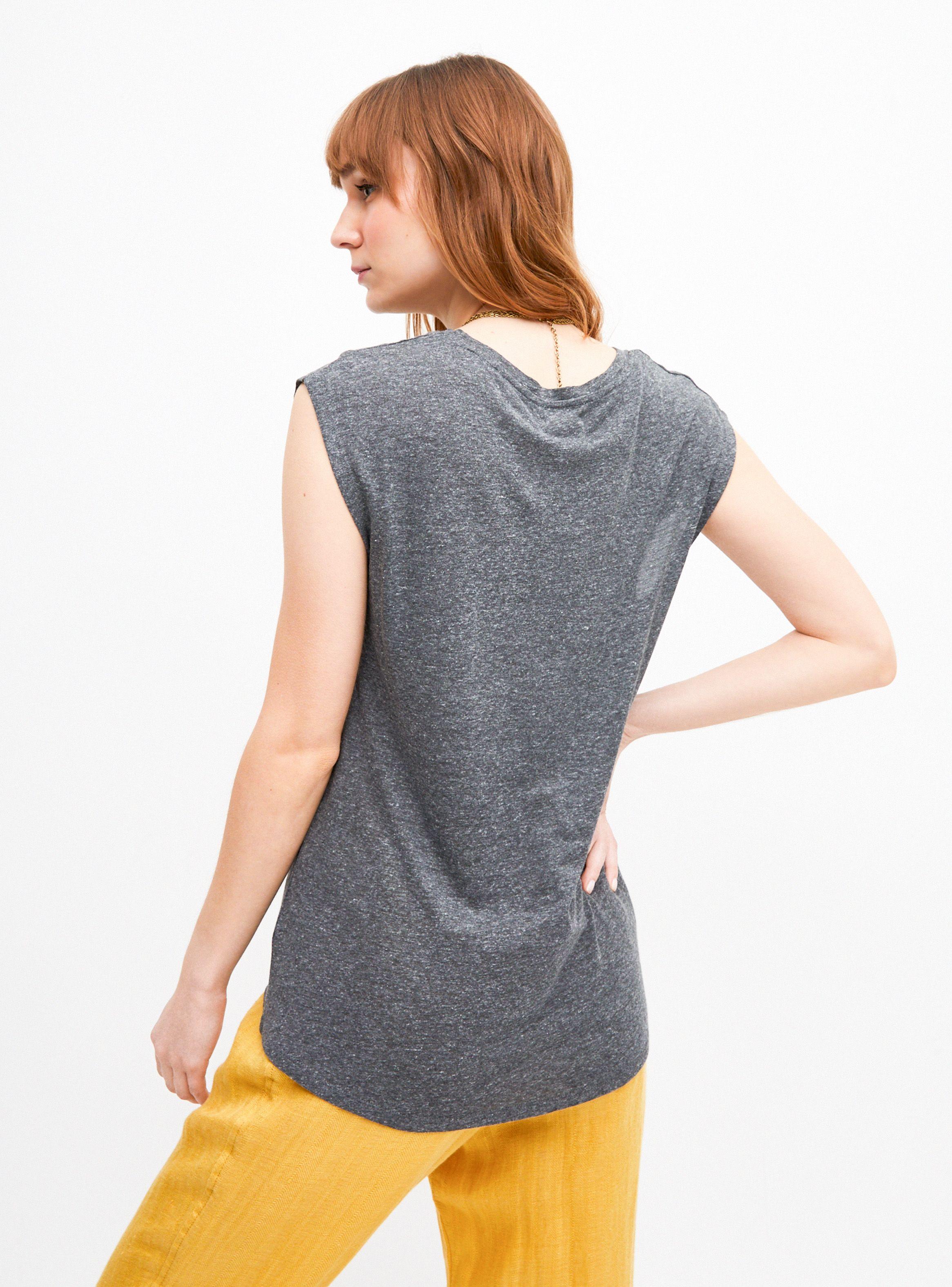Polera Escote V Manga Corta Melange-1