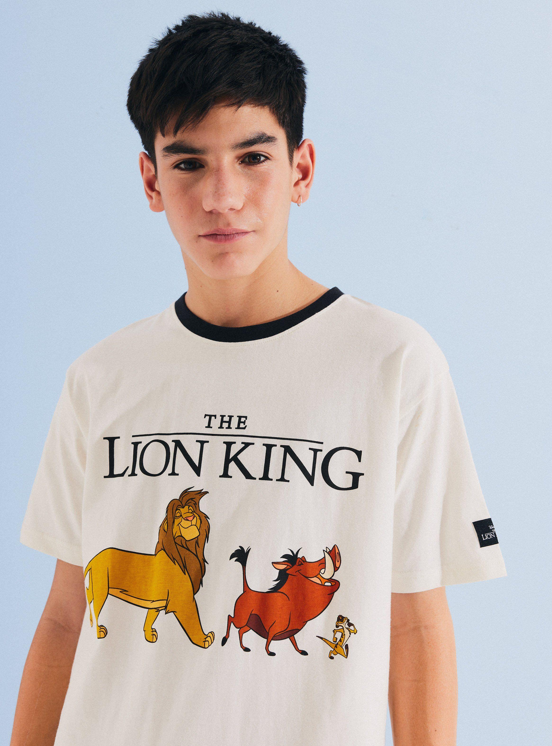 Polera Manga Corta Blanca Estampado Rey León Disney-1