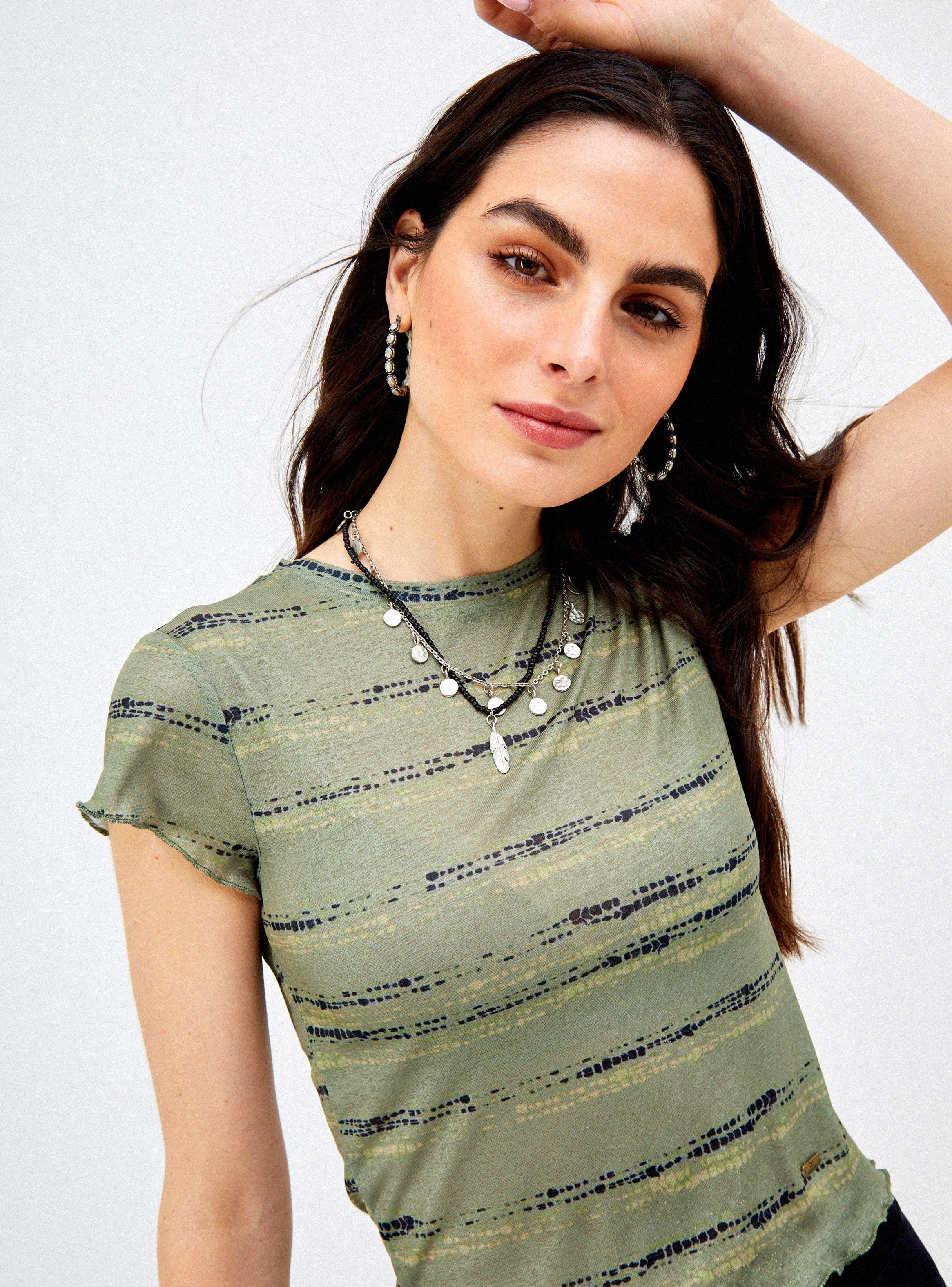 Blusa Estampada con Cuello Redondo-2