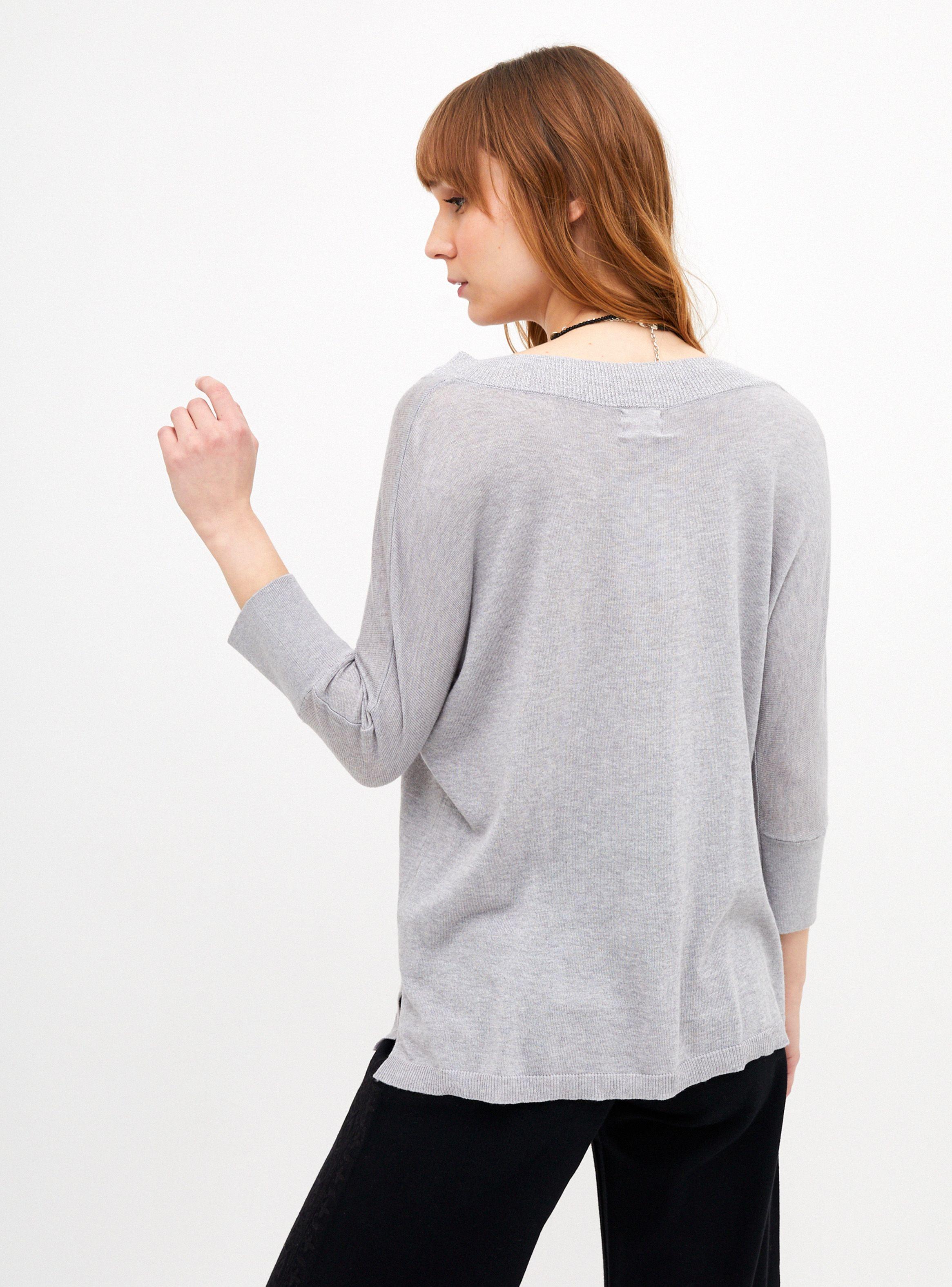 Polera Tejída Escote V Manga 44289 Lúrex-1