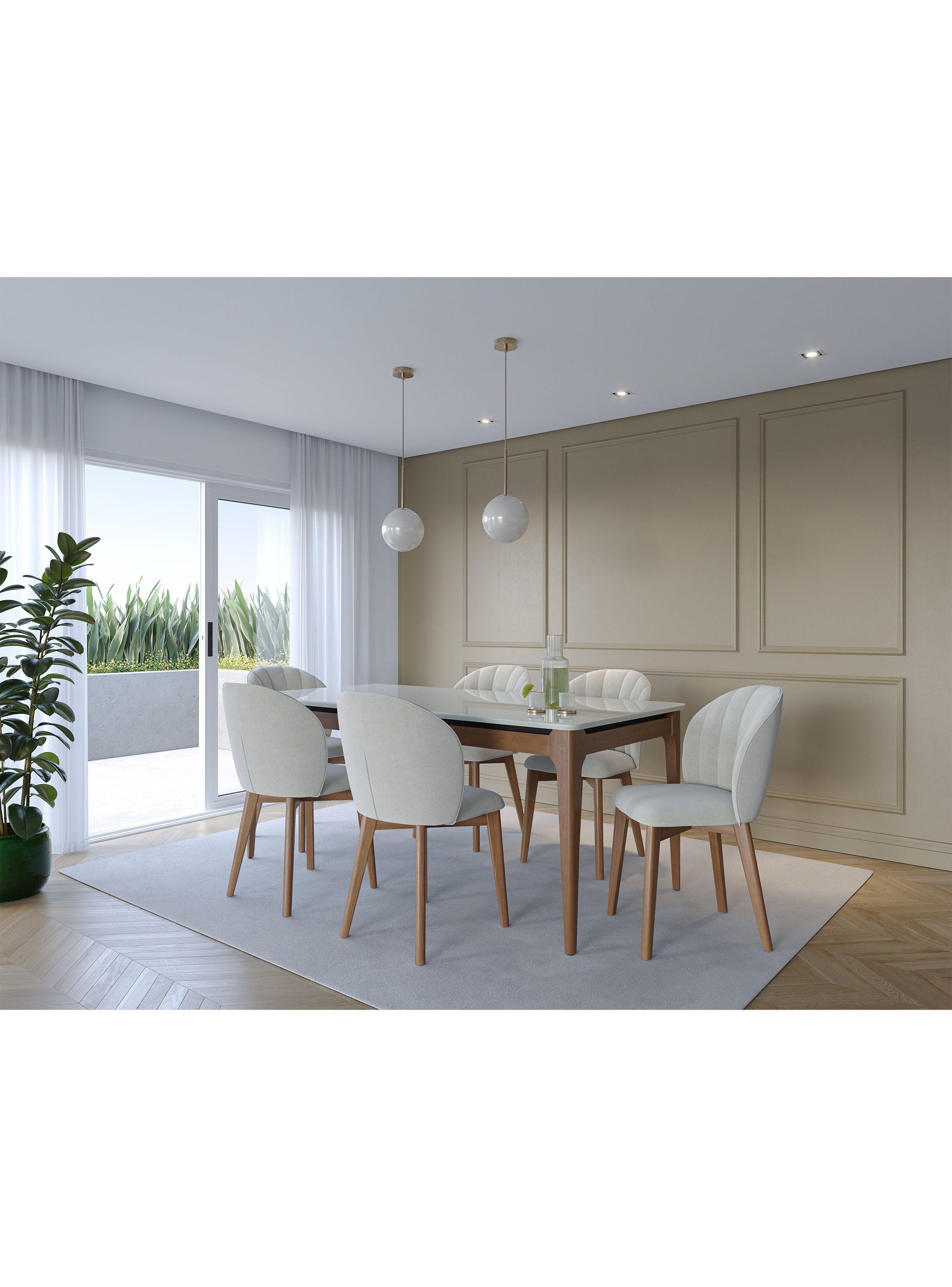 Juego de Comedor Addar 1.8 + 6 Sillas Albany Soft Palha-5