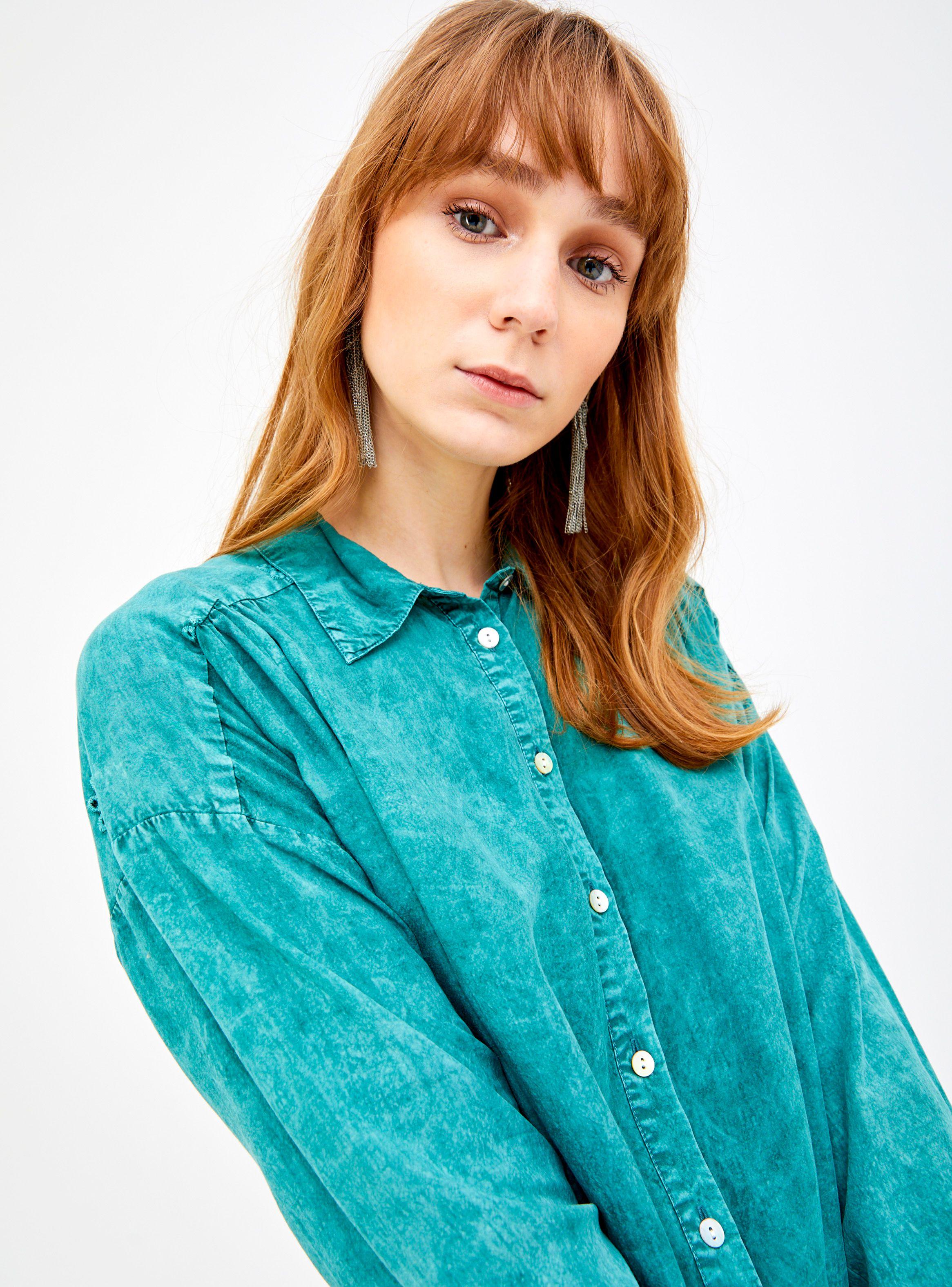 Blusa Anudada en Delantero Manga Larga Teñida-2