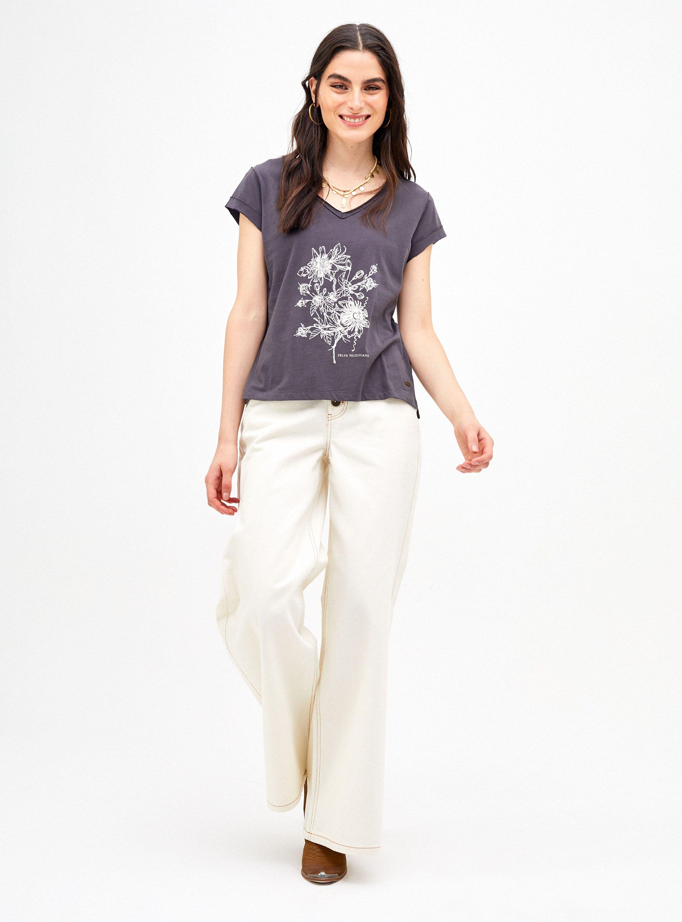 Polera Manga Corta Estampada Cuello en V-3