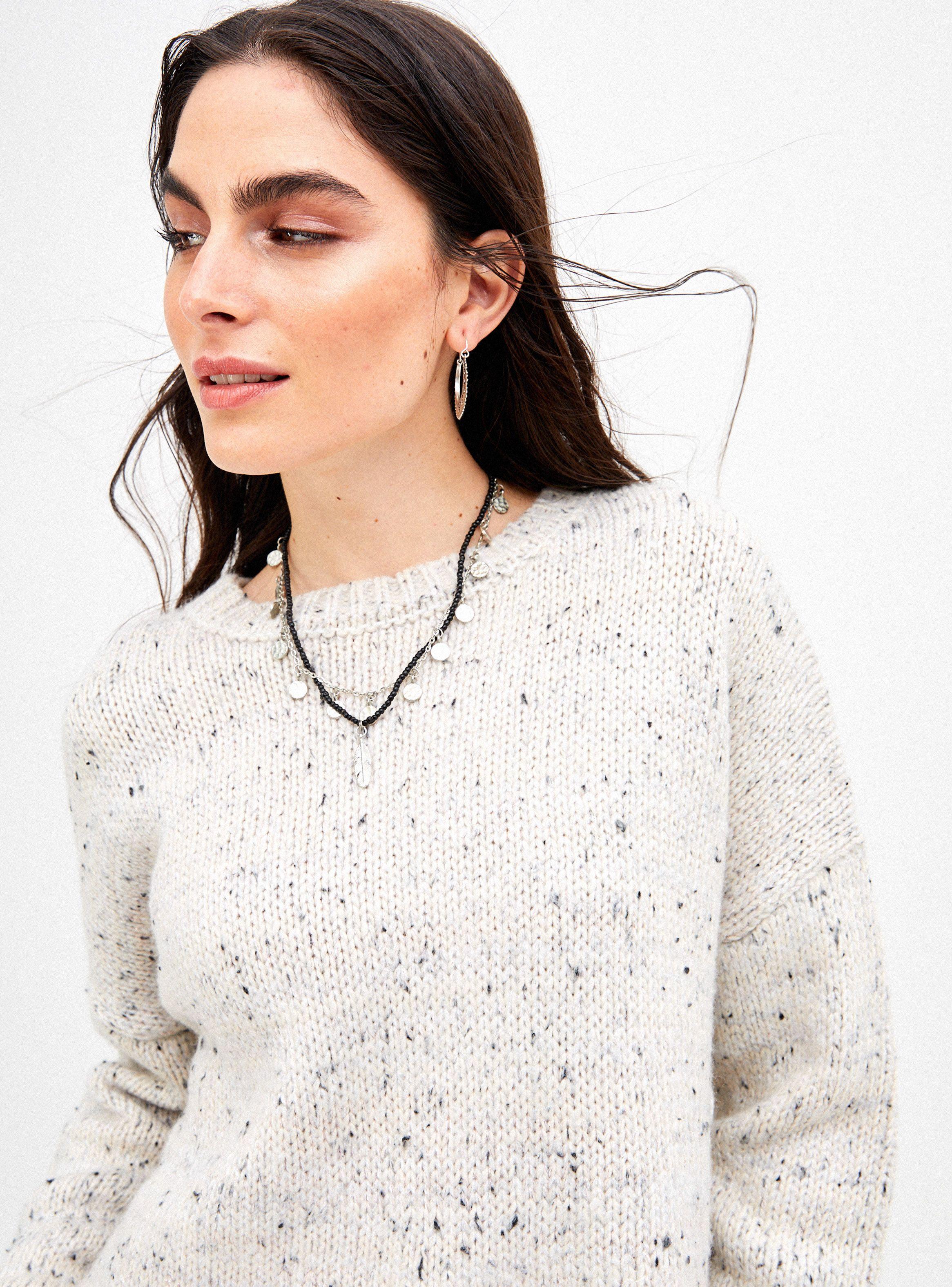 Sweater Cuello Redondo con Tejido Jaspeado y Lurex-2