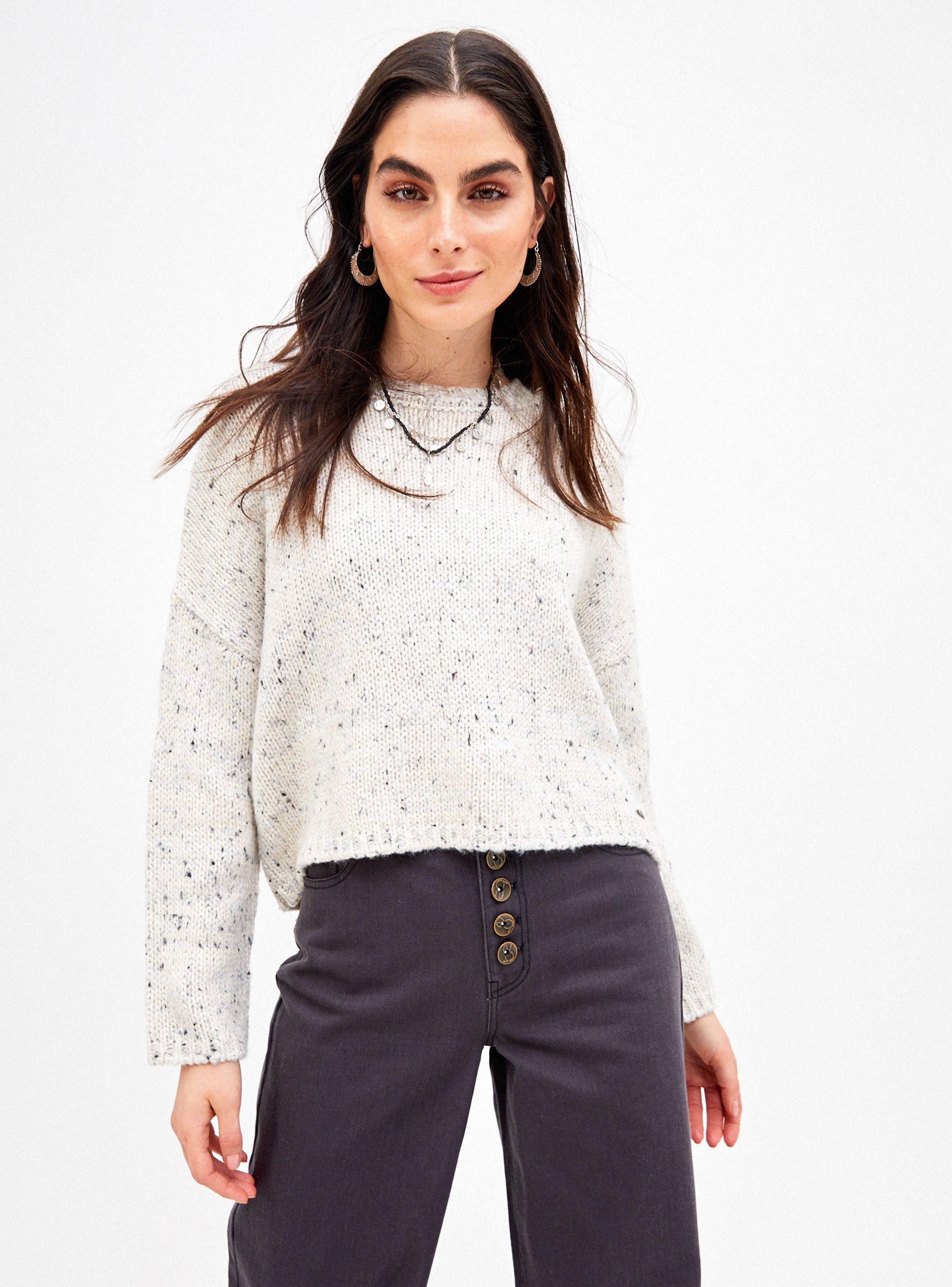 Sweater Cuello Redondo con Tejido Jaspeado y Lurex-0