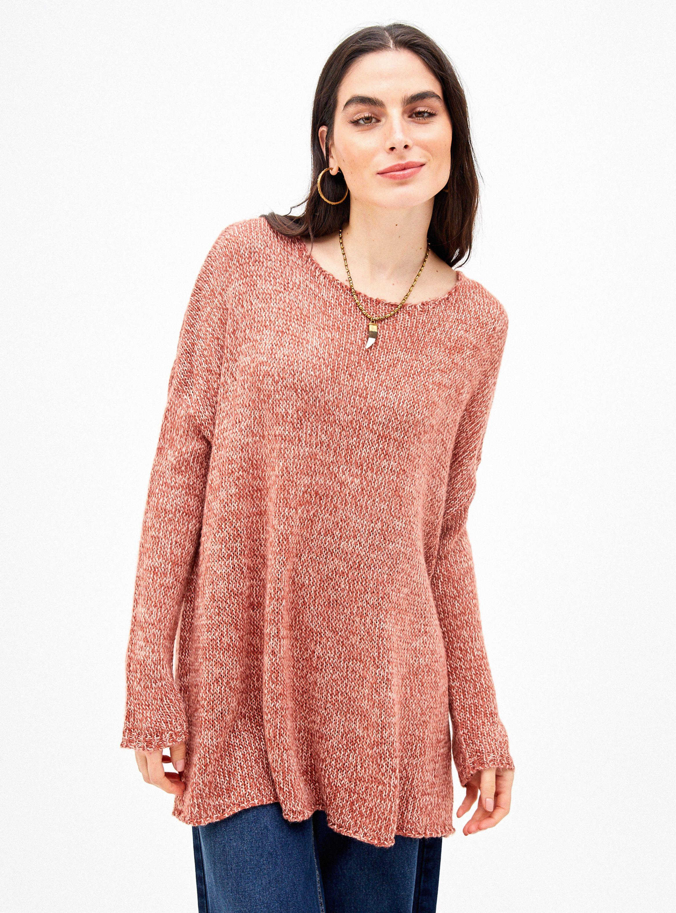 Sweater Tejido Melange con Escote Redondo y Fit Oversize-0