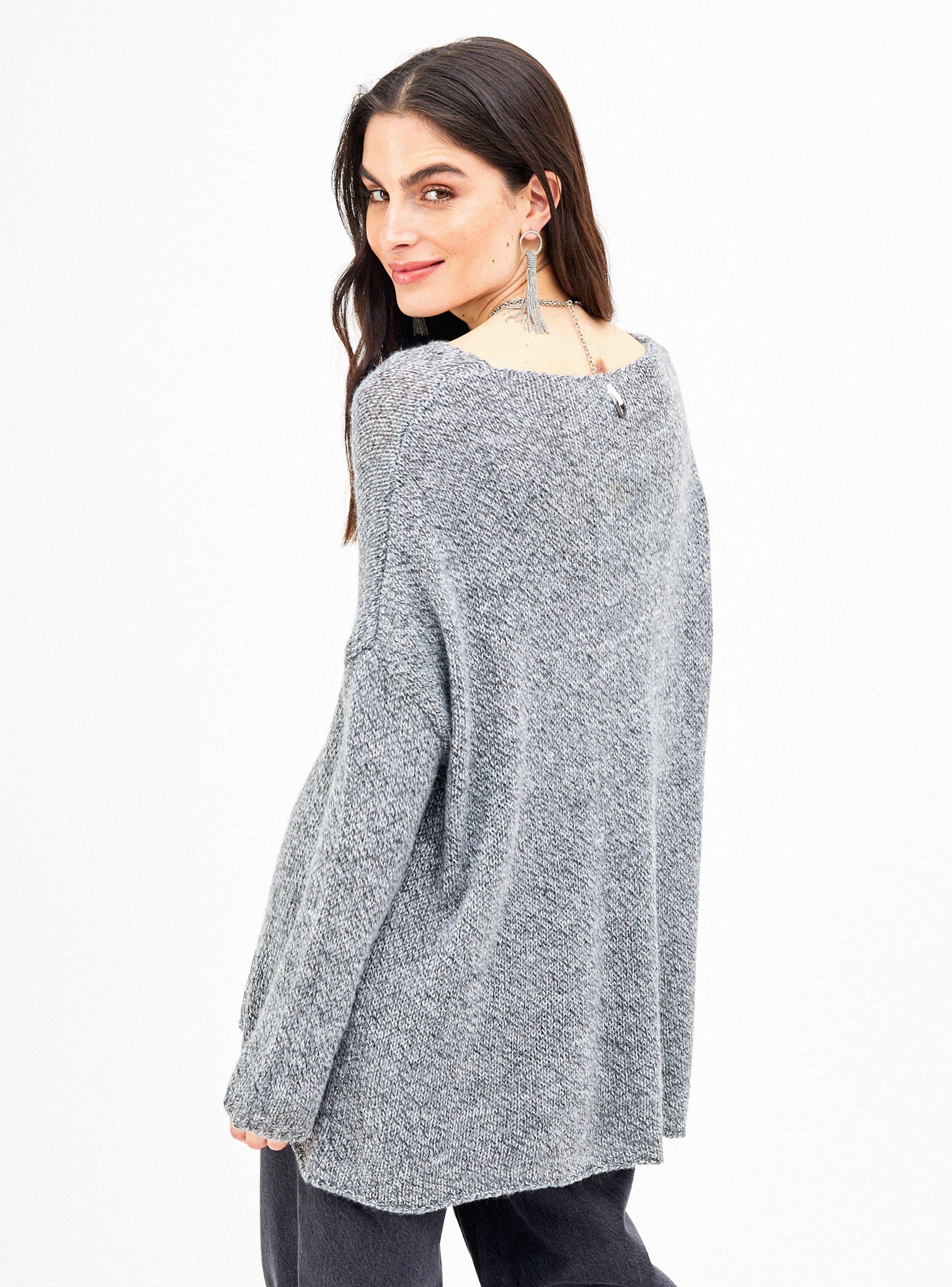 Sweater Tejido Melange con Escote Redondo y Fit Oversize-1