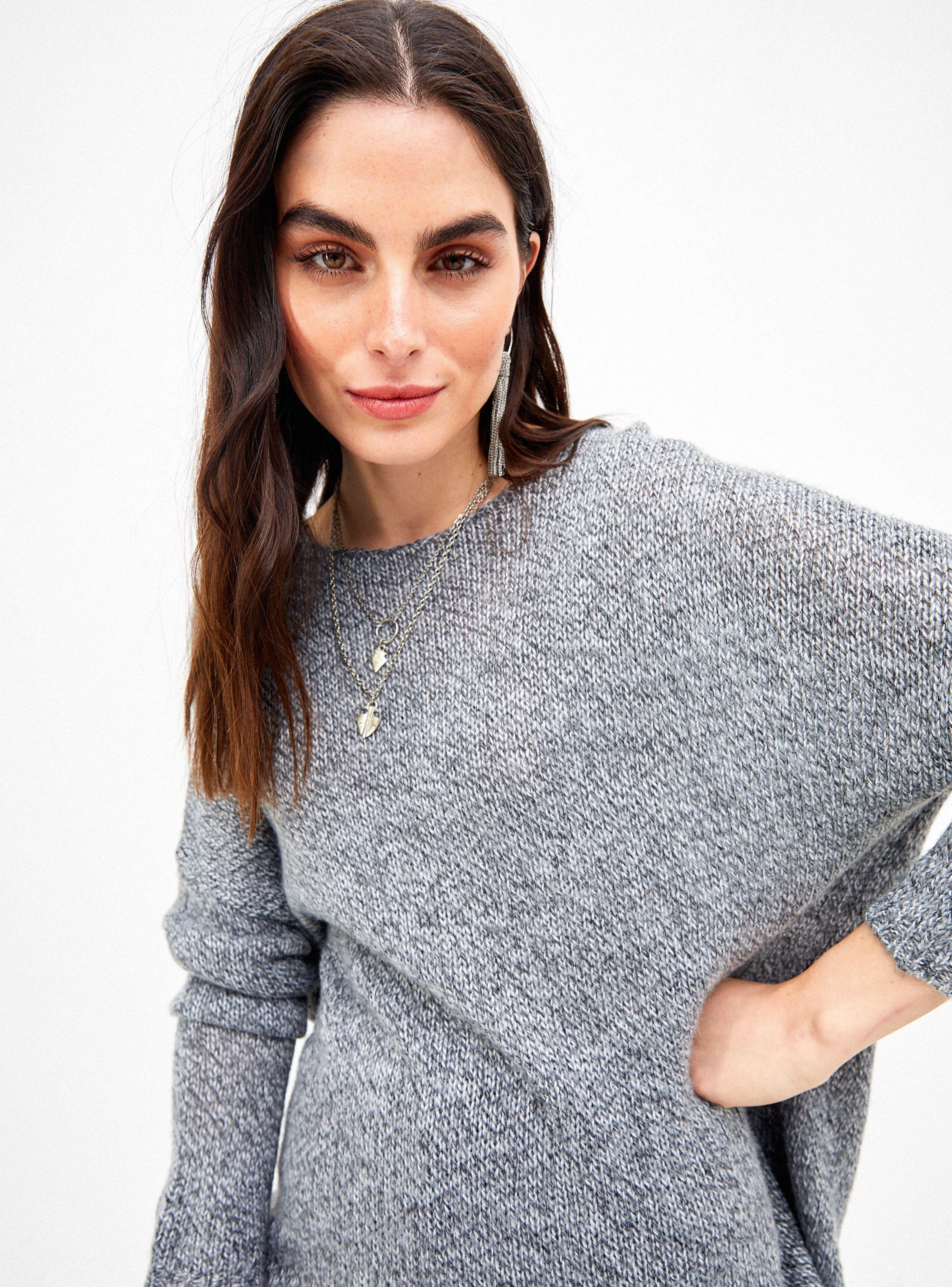 Sweater Tejido Melange con Escote Redondo y Fit Oversize-2