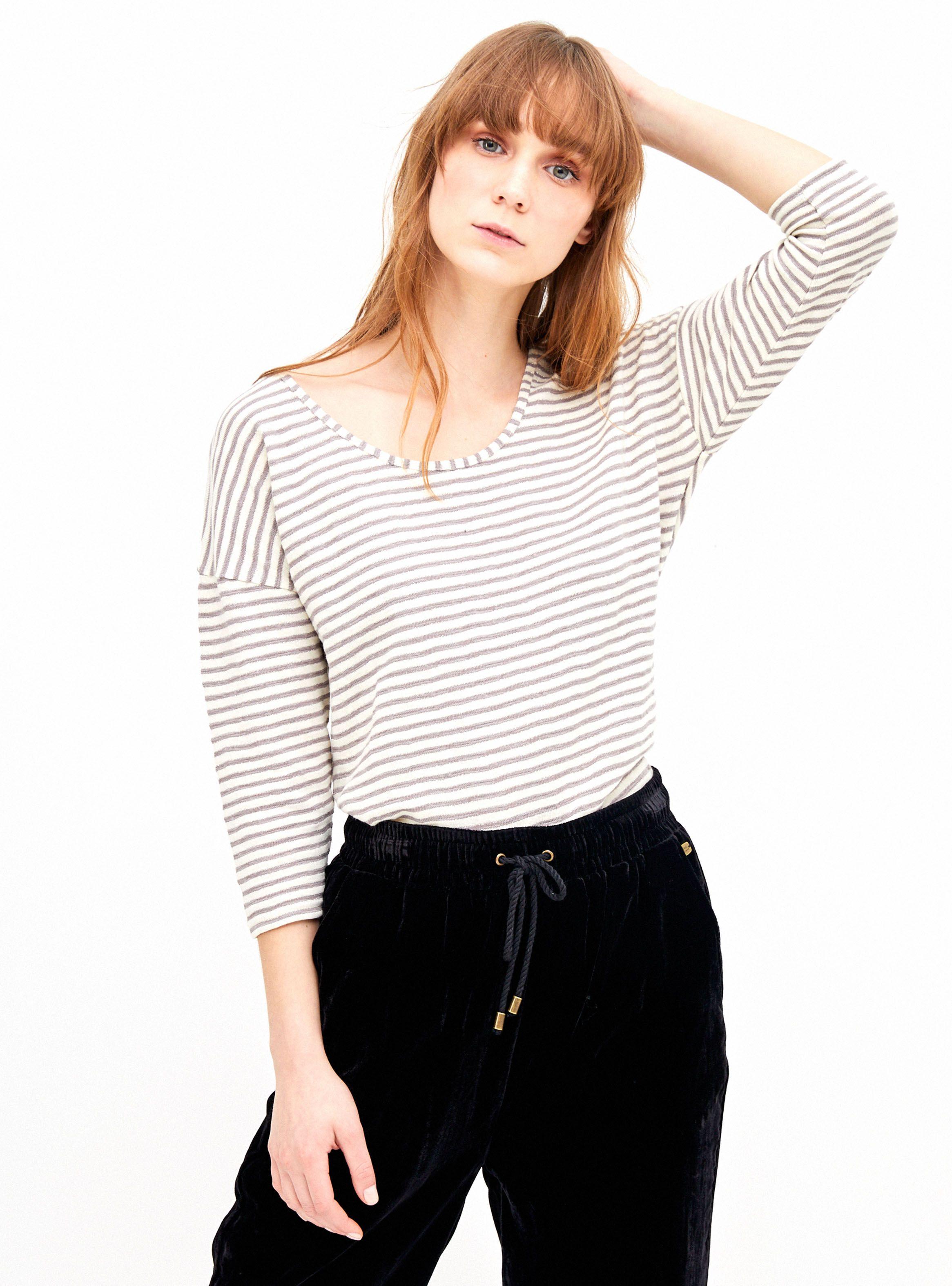 Polera Escote Redondo Manga 44289 Listada con Lúrex-0