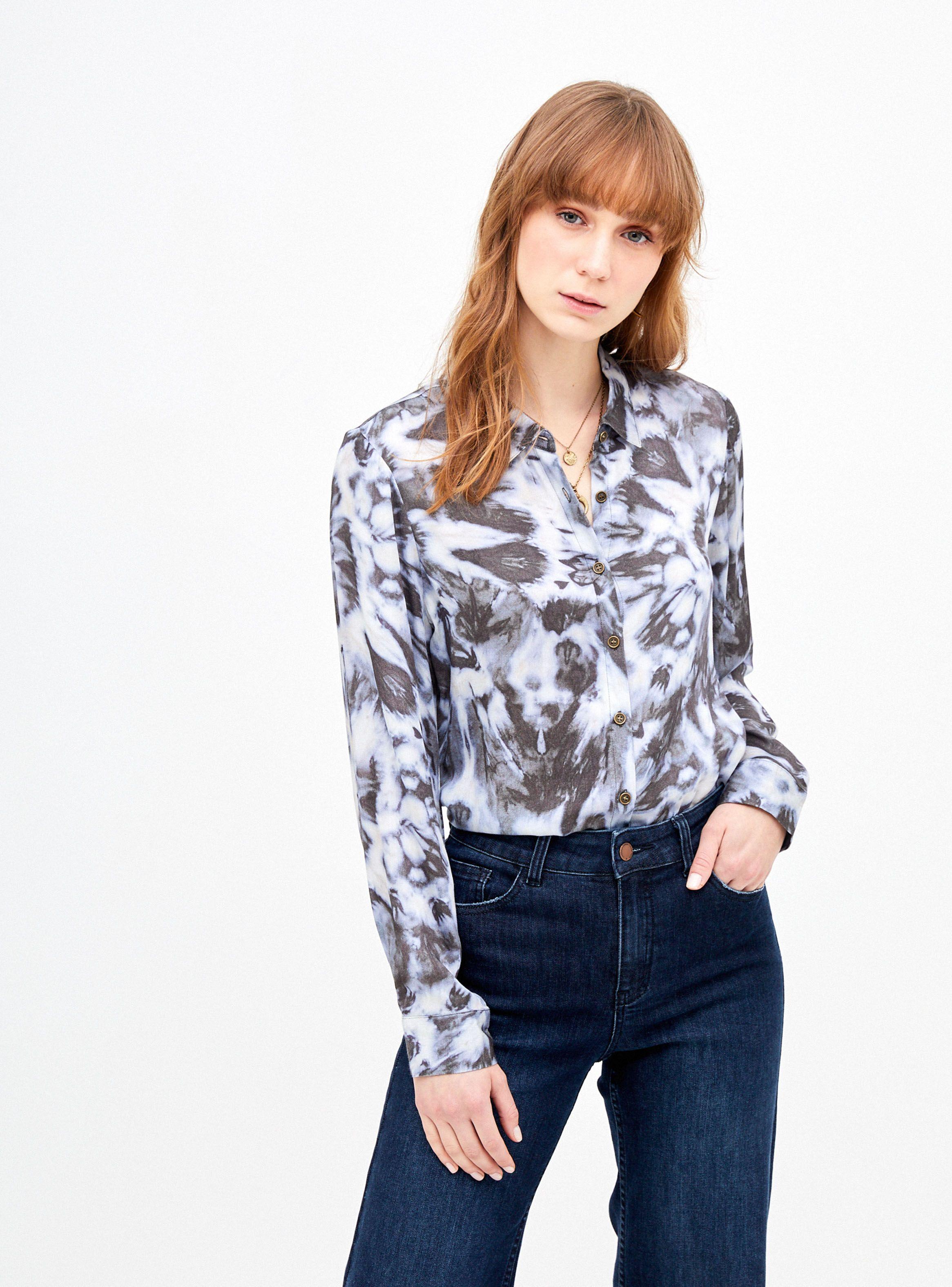Blusa Fit Clásico Manga Larga Full Estampado Manchas-0