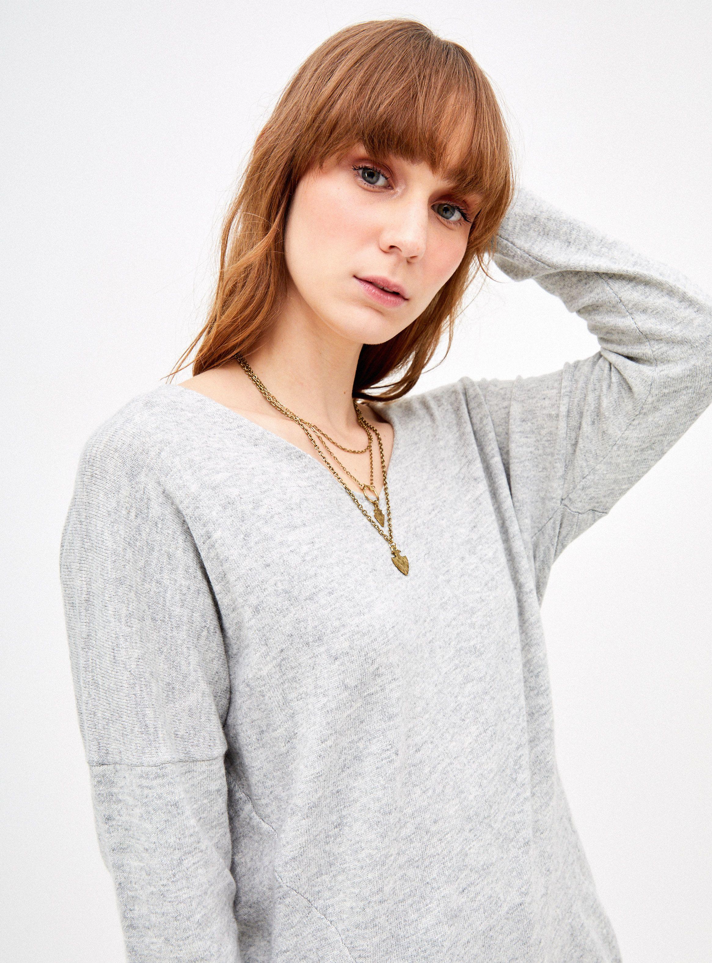 Sweater Escote V Manga Larga Melange-2