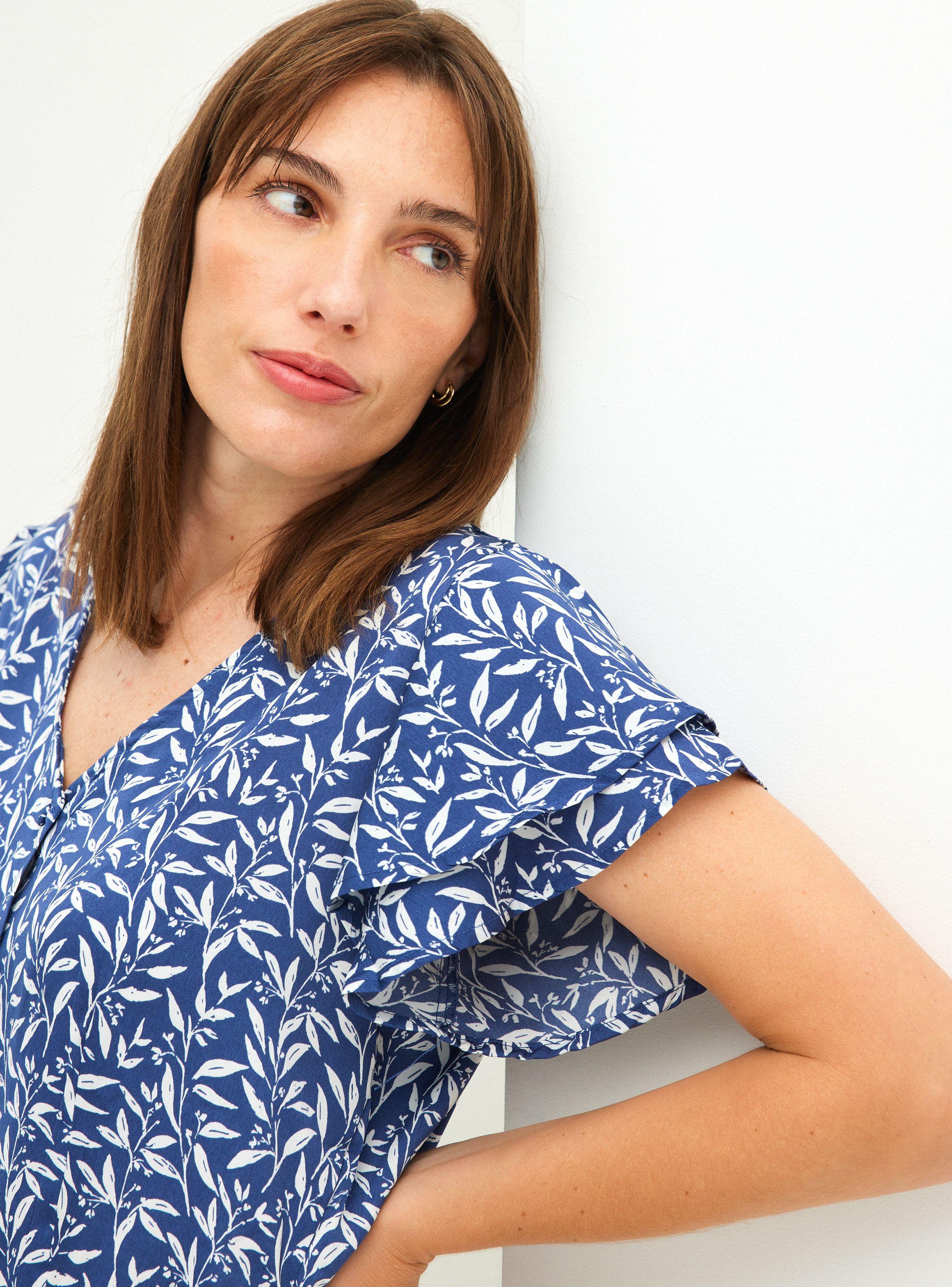 Blusa Estampada con Manga Mariposa en Capas-2