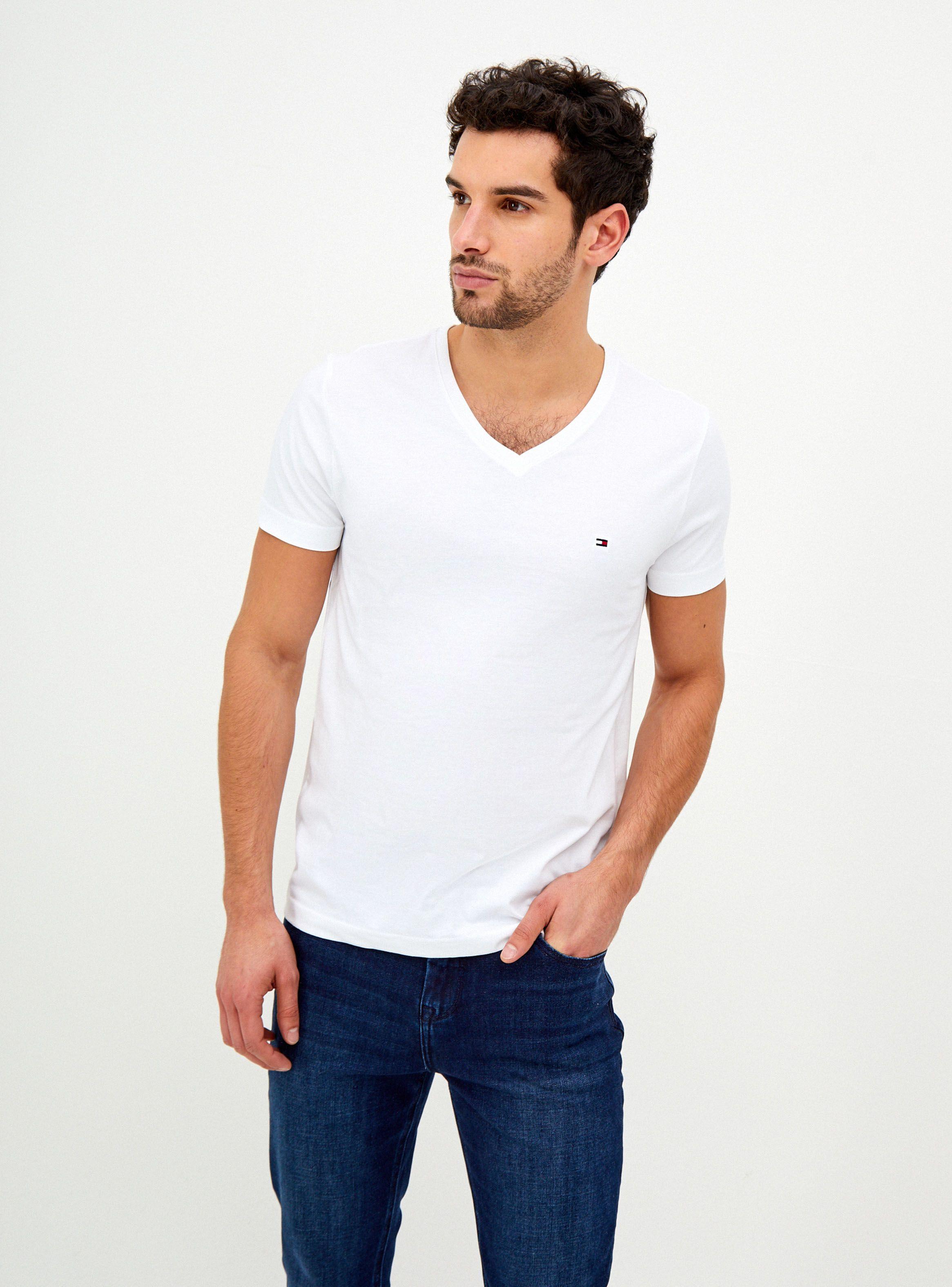Polera  Diseño Básico Manga Corta Cuello V-0