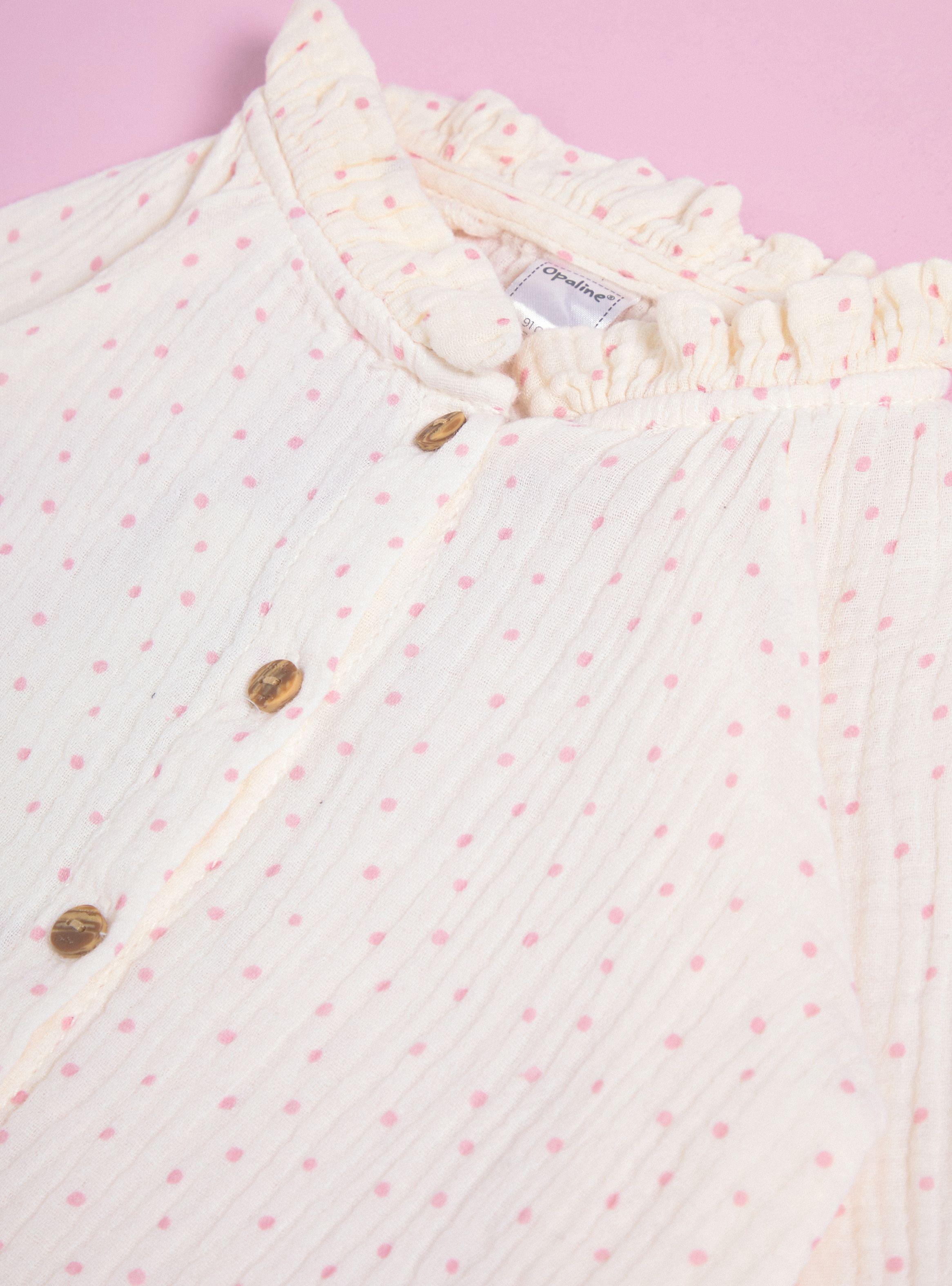 Blusa con Cuello Delicado y Estampado de Puntos-2