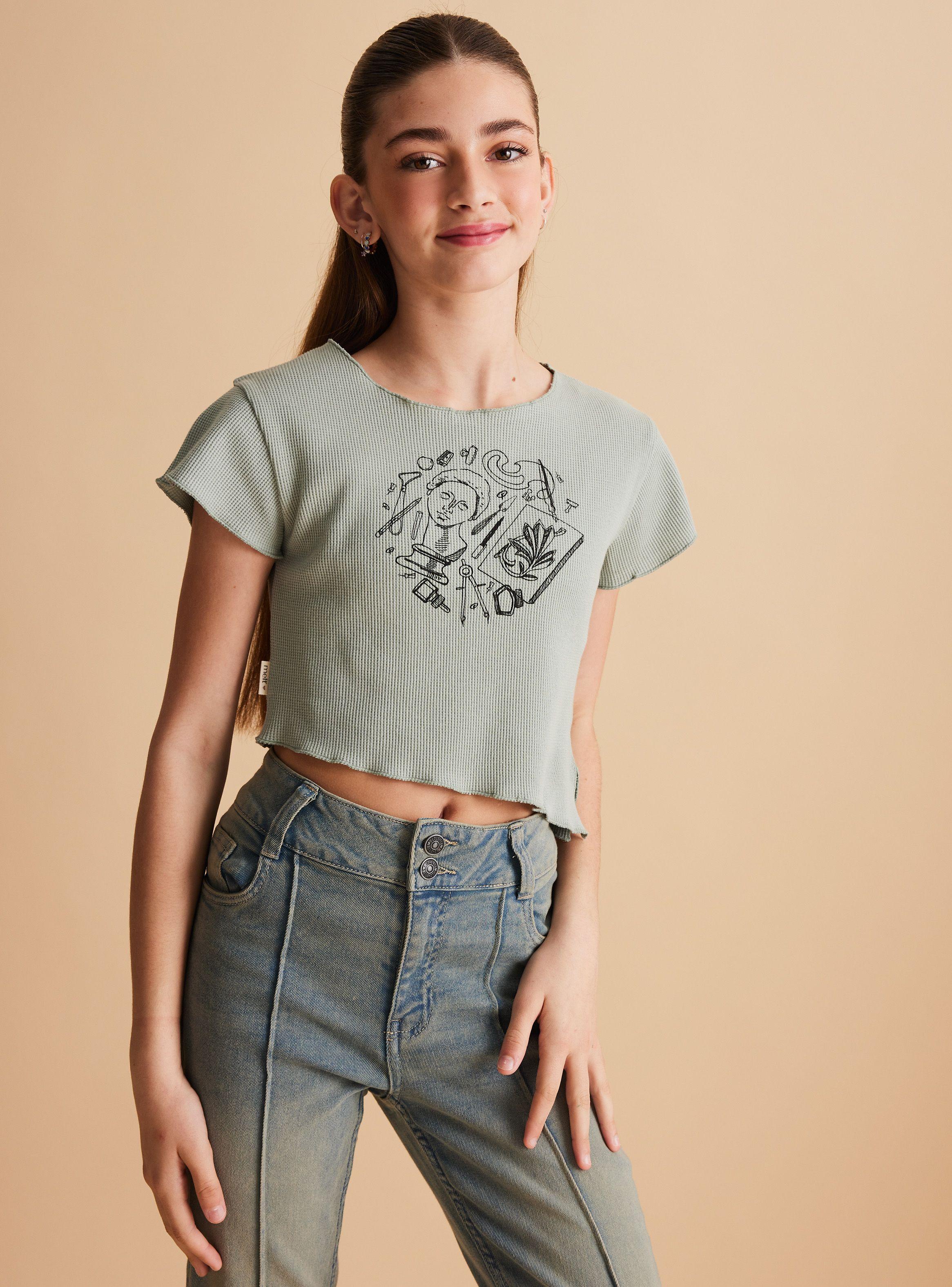 Polera Manga Corta Front Print Corte Asimétrico-0
