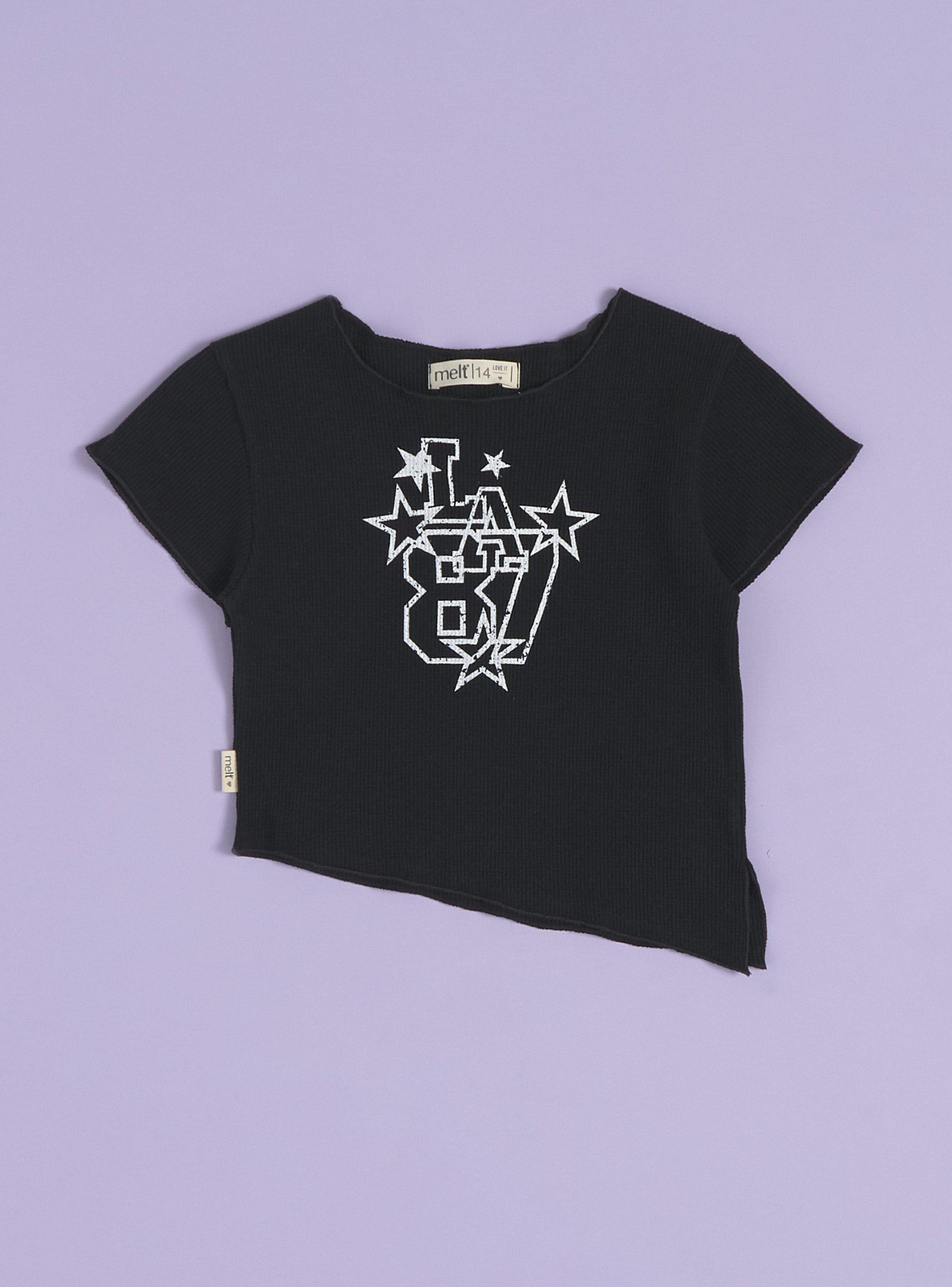 Polera Manga Corta Front Print Corte Asimétrico-2