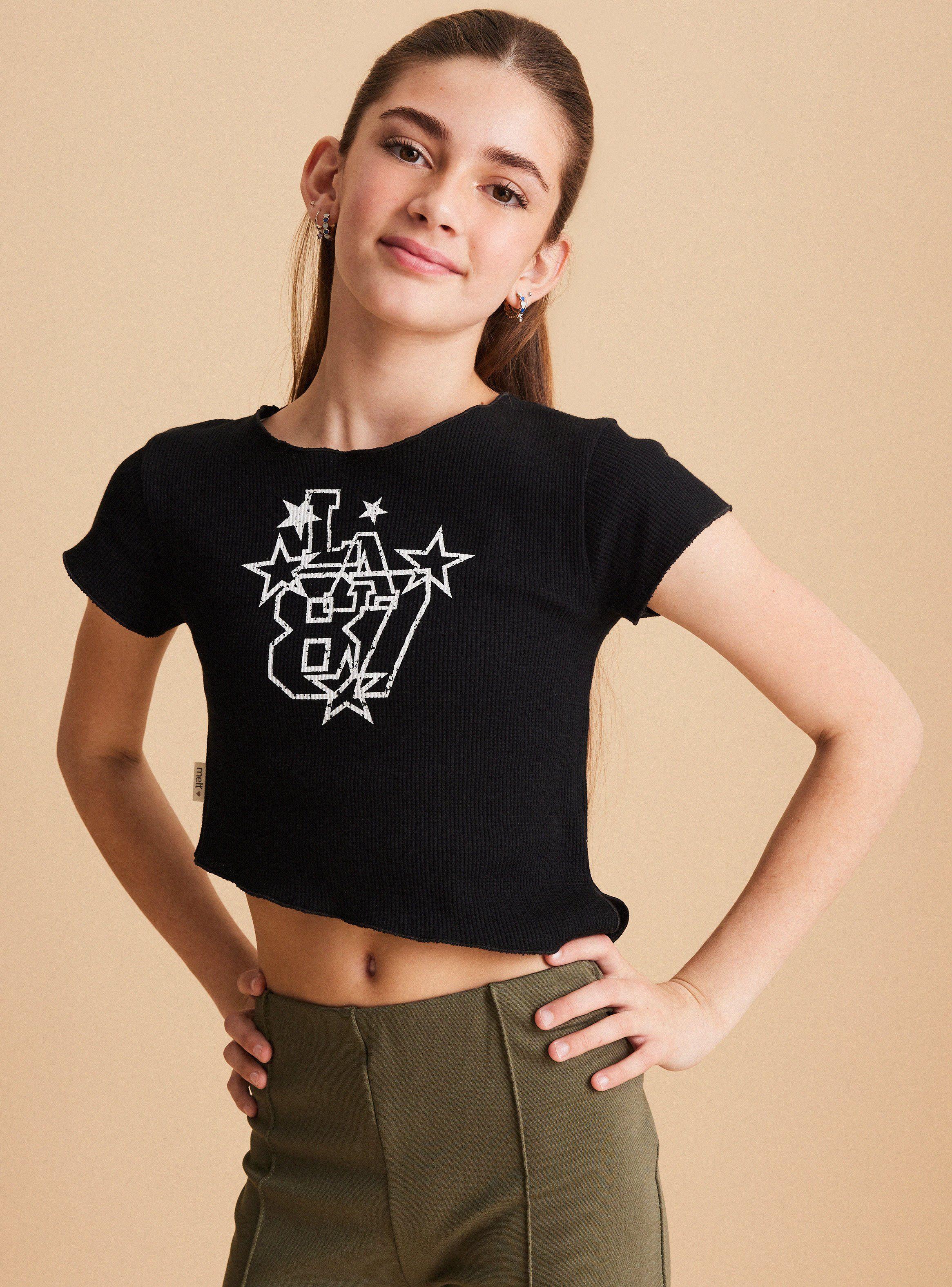 Polera Manga Corta Front Print Corte Asimétrico-0