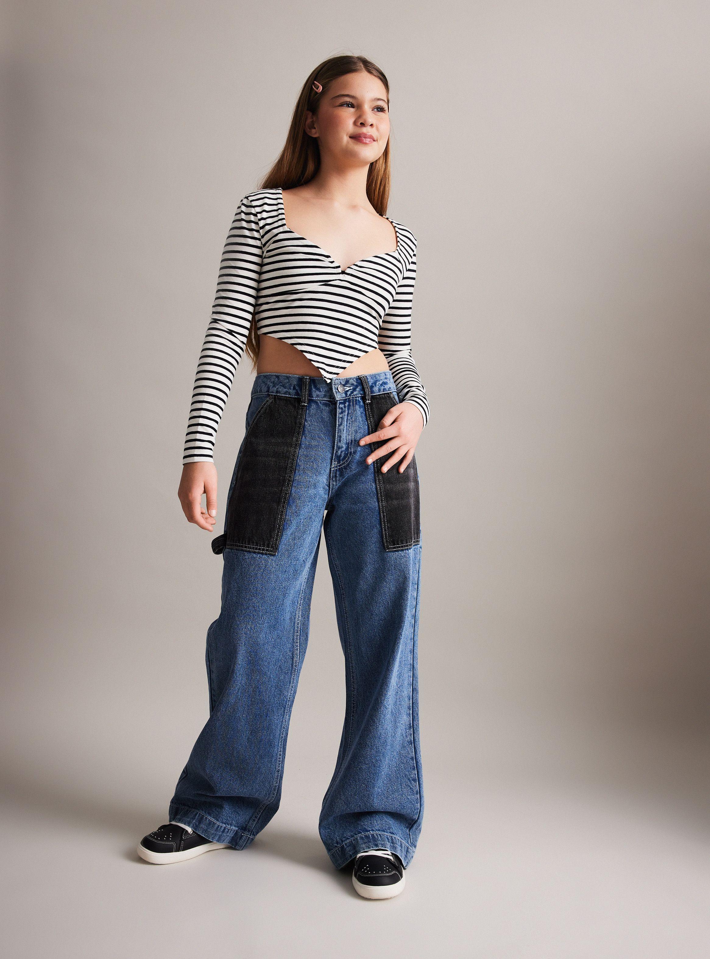 Jeans con Bolsillo Bi Color-0