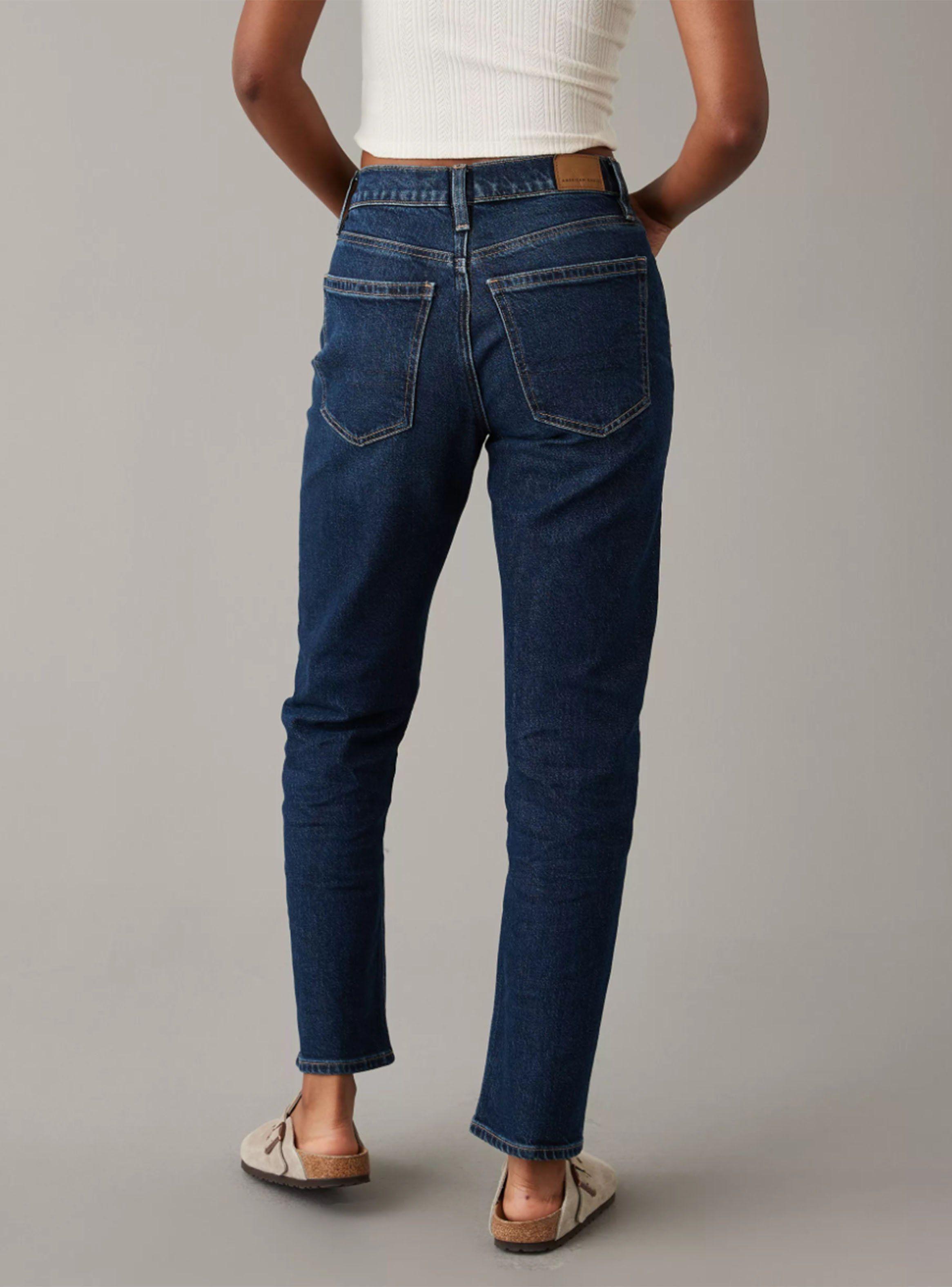 Jeans Straight Stretch Hasta El Tobillo Cintura Super Alta-1