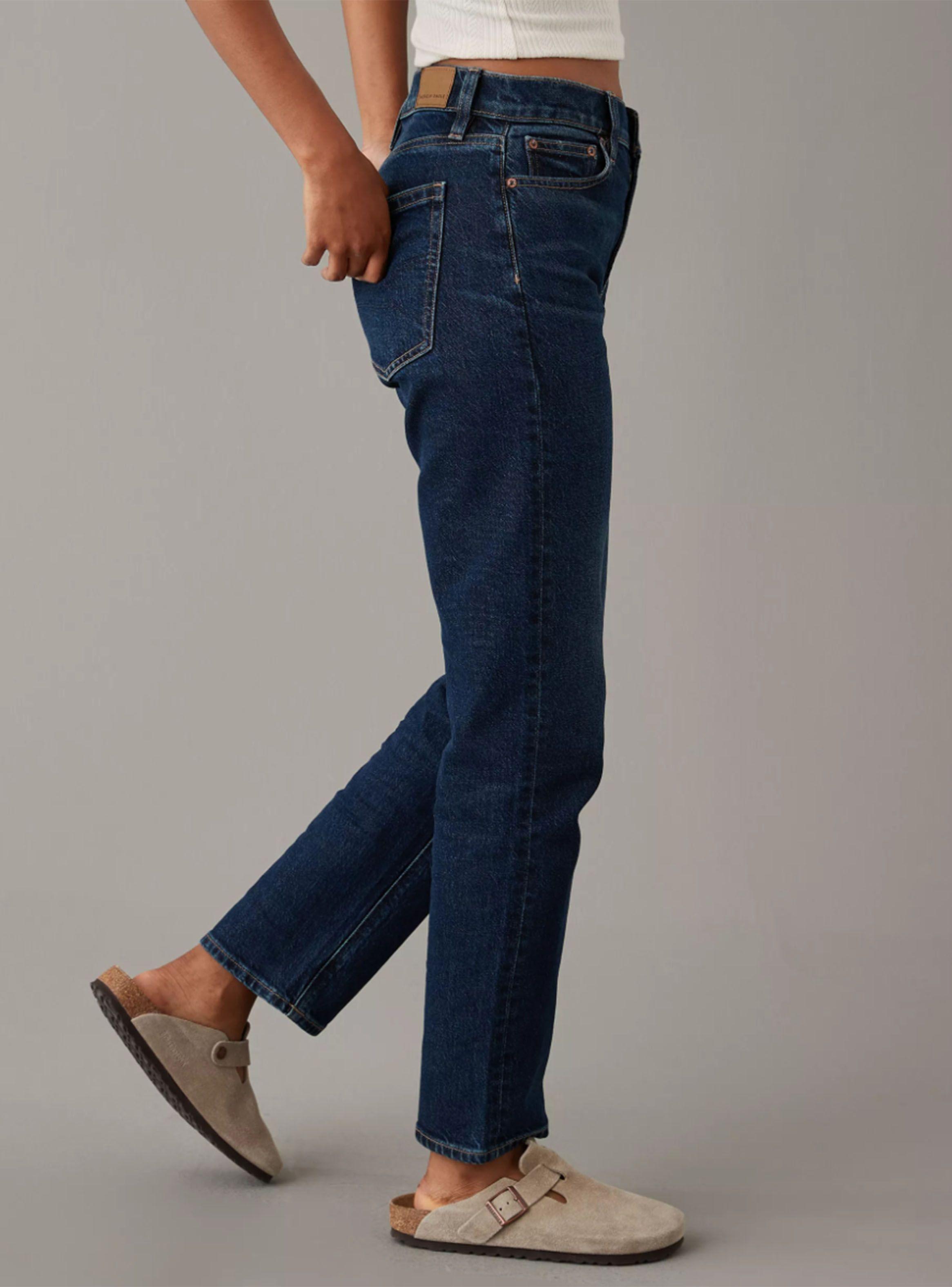 Jeans Straight Stretch Hasta El Tobillo Cintura Super Alta-0