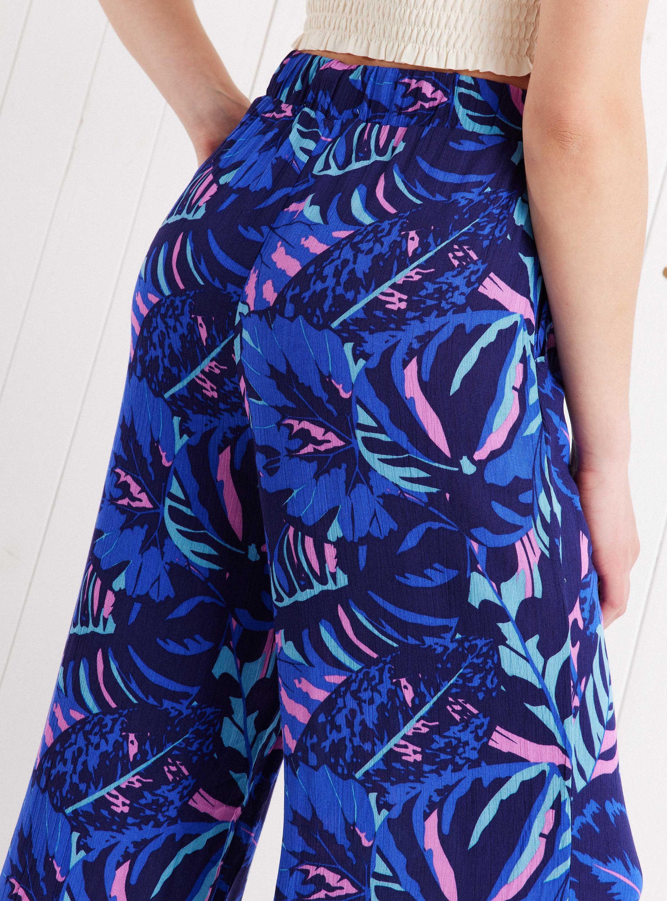 Pantalón Wide Leg  Estampado con Cintura Elastizada-3