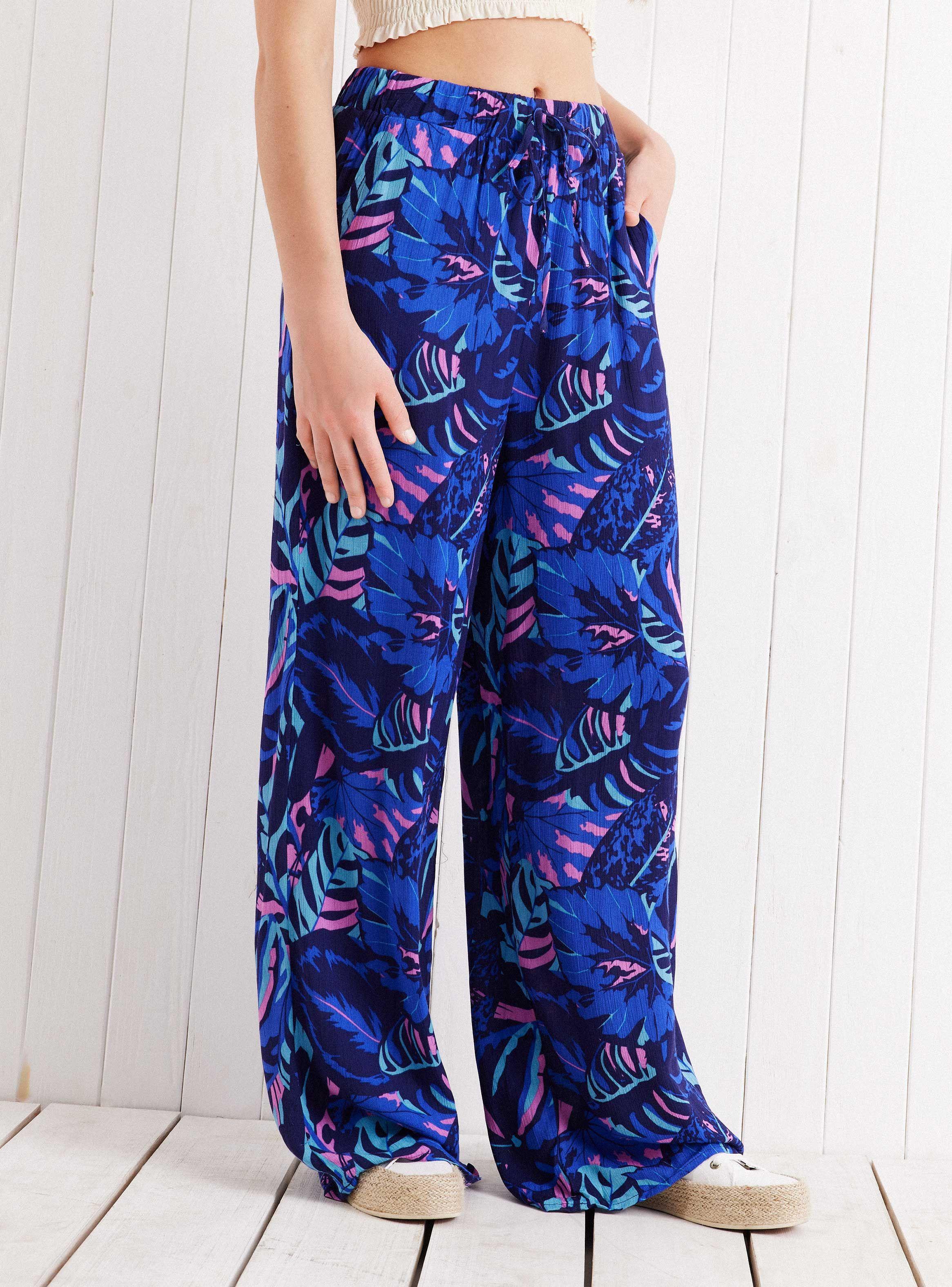 Pantalón Wide Leg  Estampado con Cintura Elastizada-0