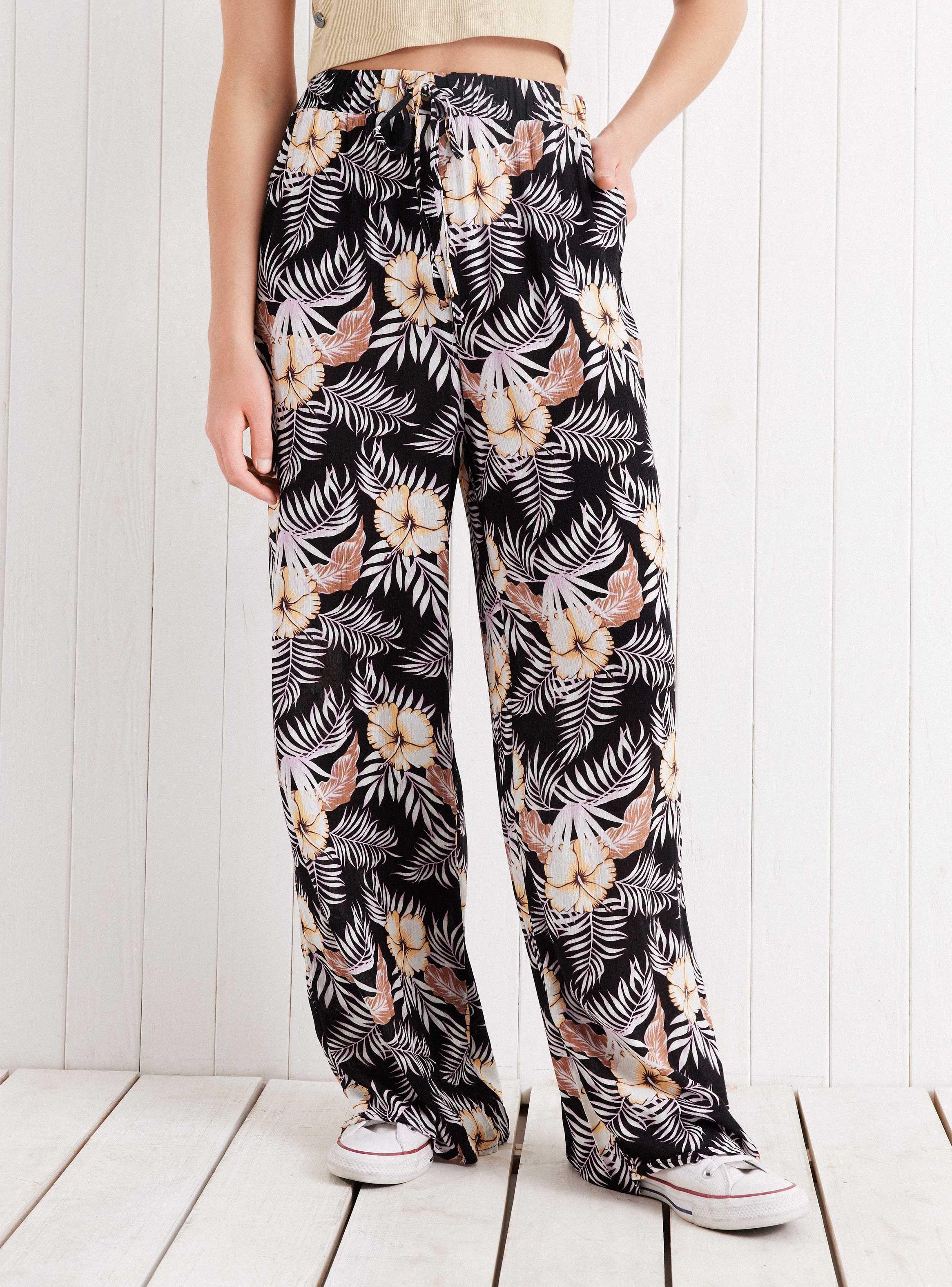 Pantalón Wide Leg  Estampado con Cintura Elastizada-0