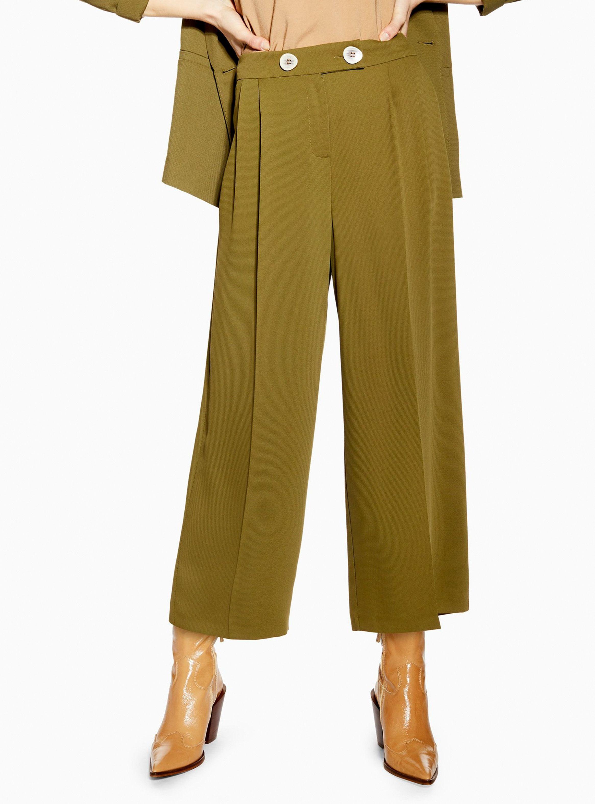 Pantalón Khaki Crop Wide Leg Topshop-0