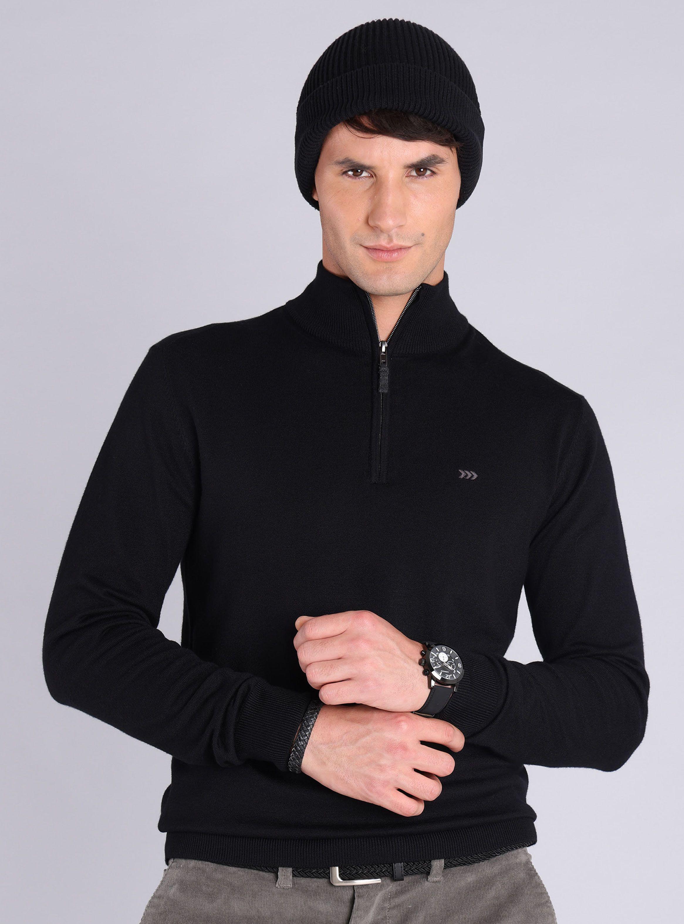 Sweater Liso Negro Casual-0