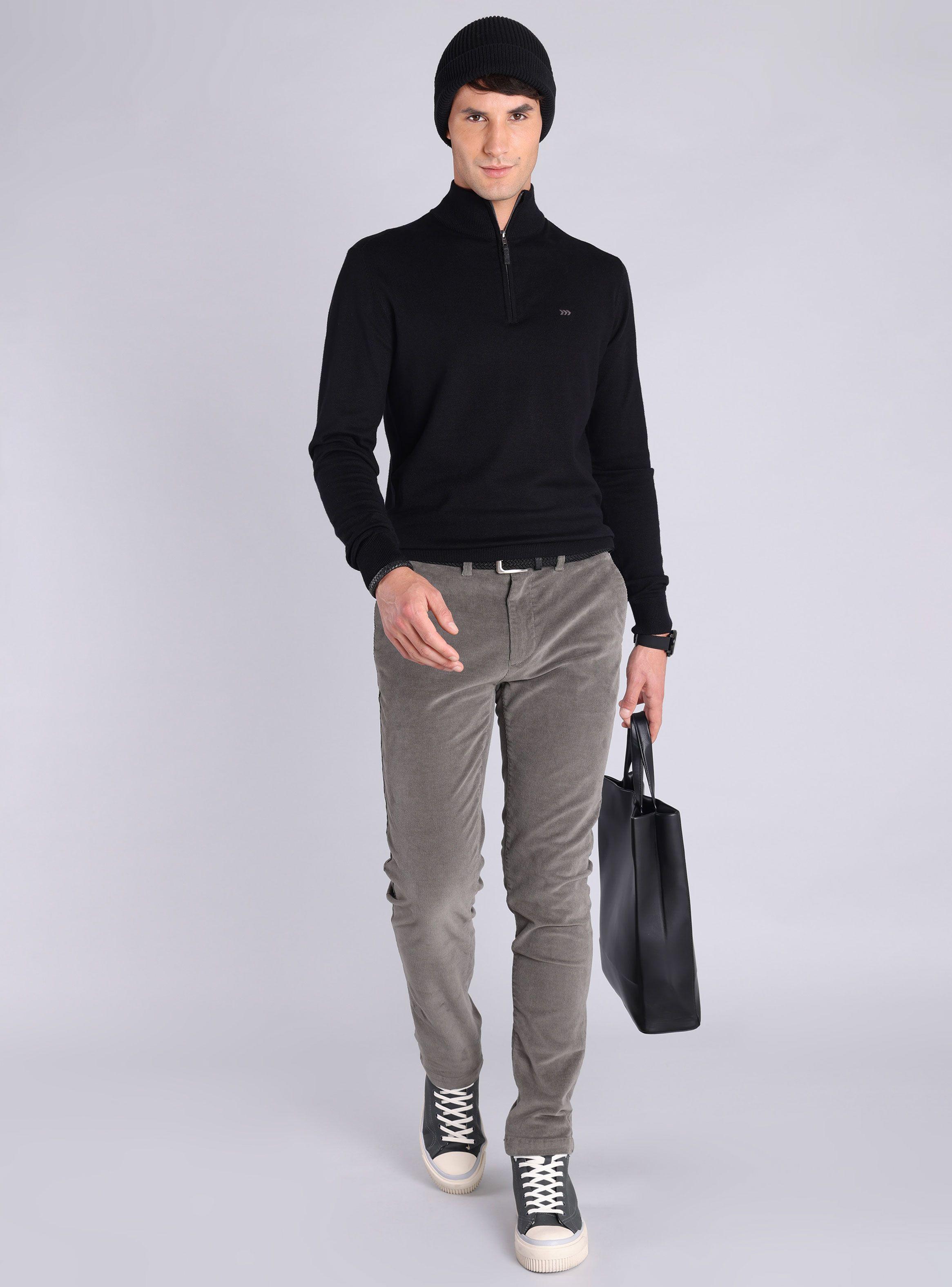 Sweater Liso Negro Casual-3