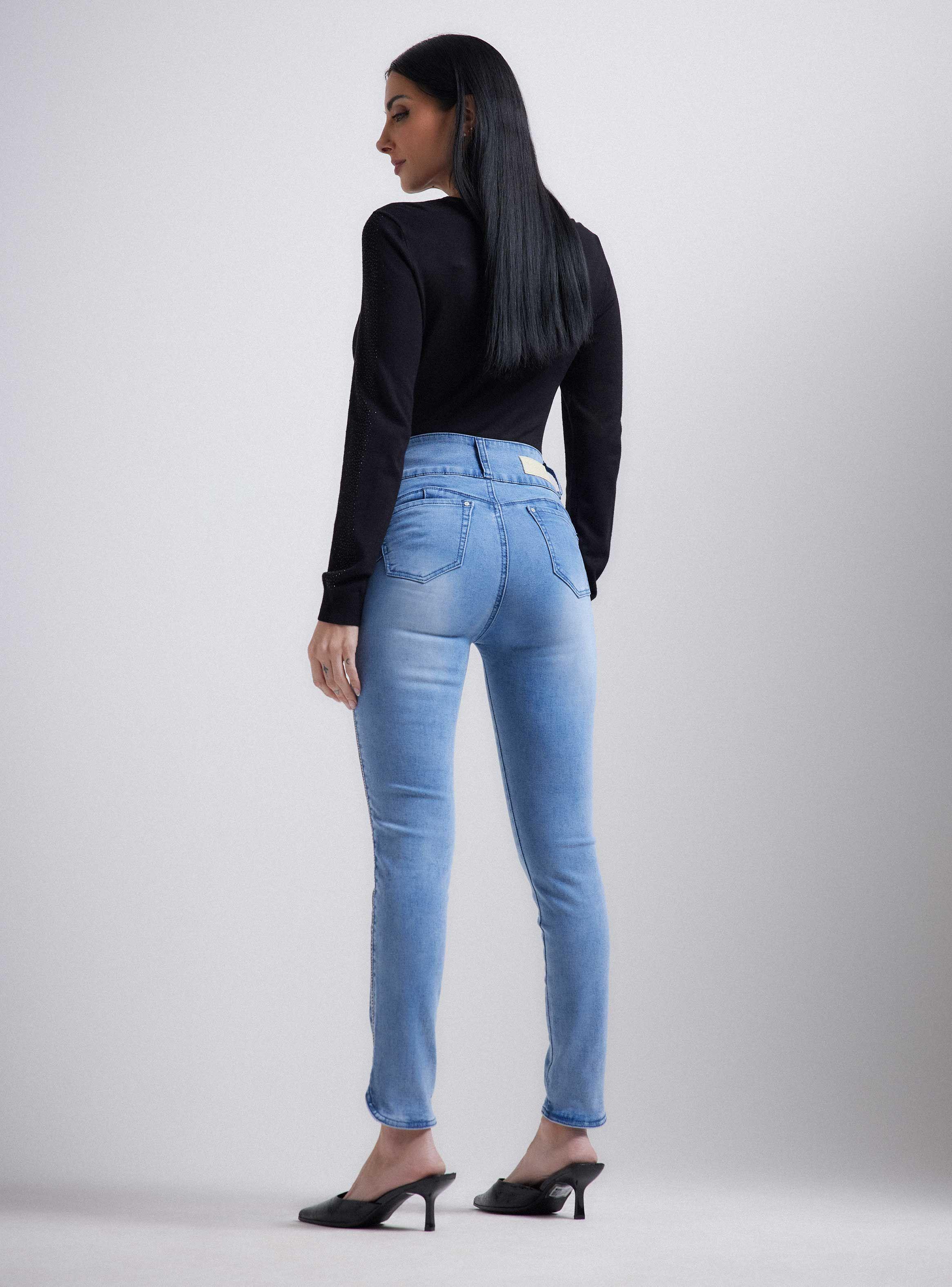 Jeans Medio Pretina Ancha Cadena en Costado-5