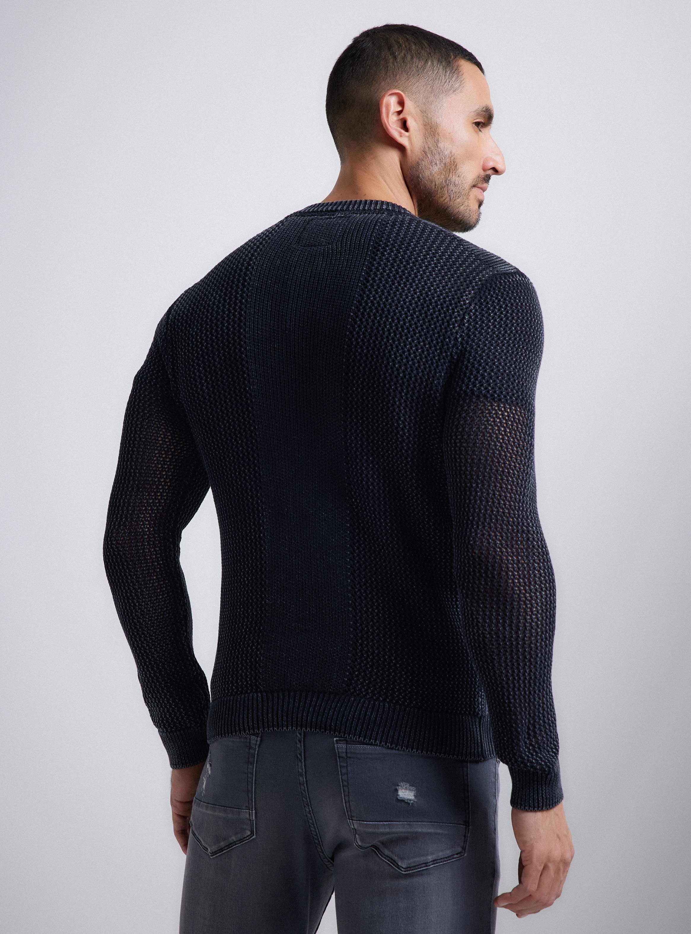 Sweater Tejido Calado Multipunto Lavado Ácido-1