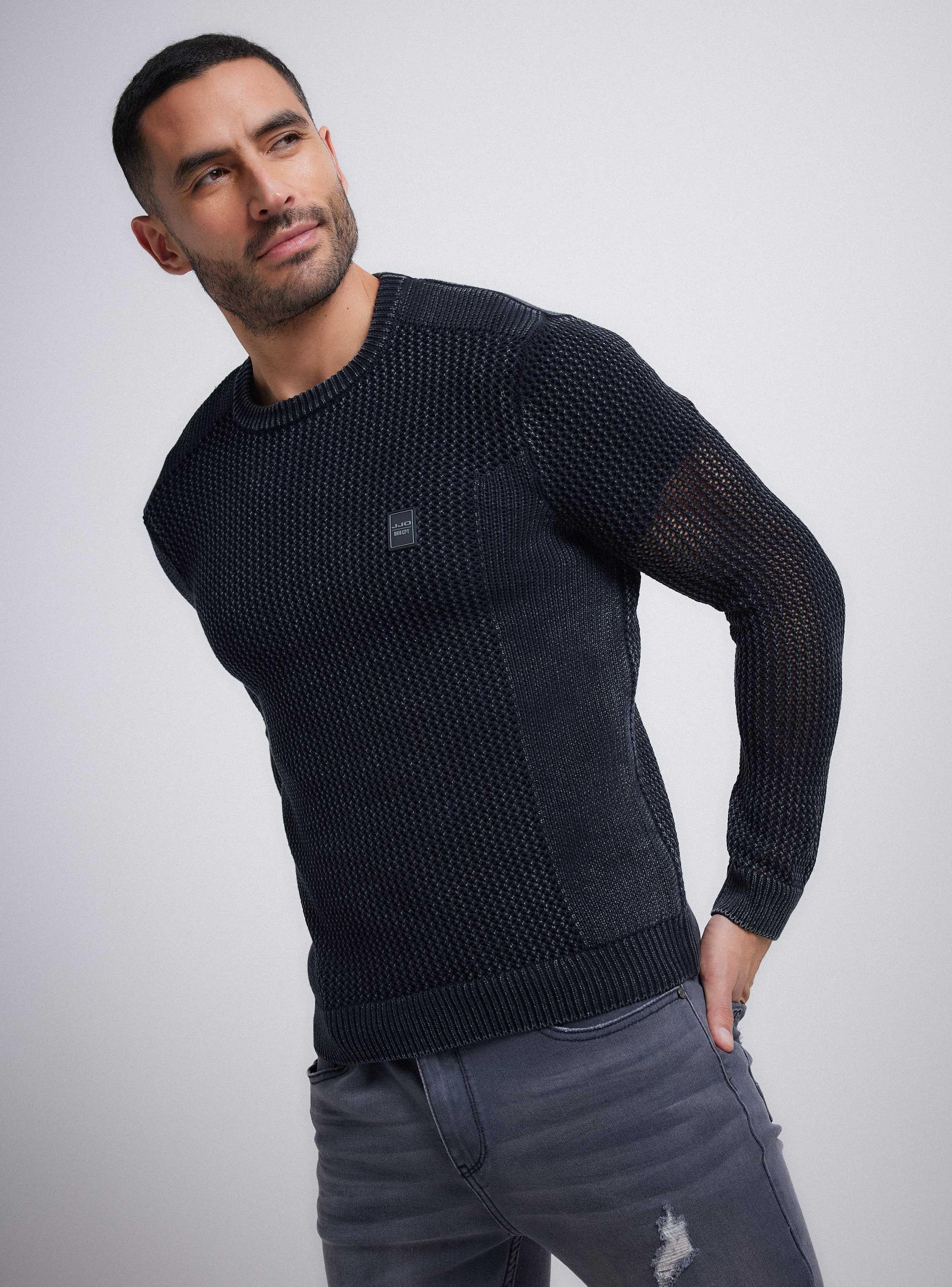 Sweater Tejido Calado Multipunto Lavado Ácido-0