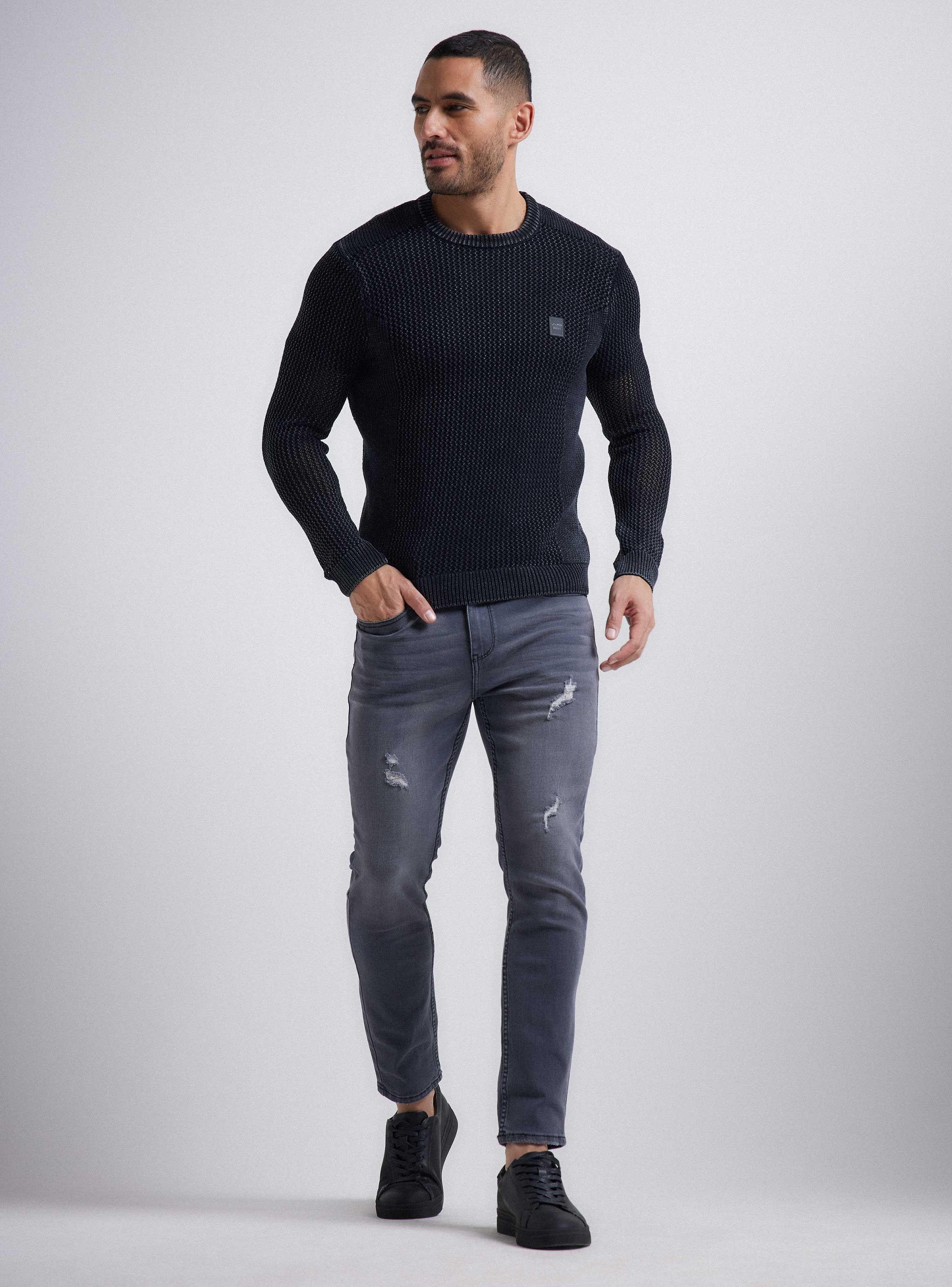 Sweater Tejido Calado Multipunto Lavado Ácido-4