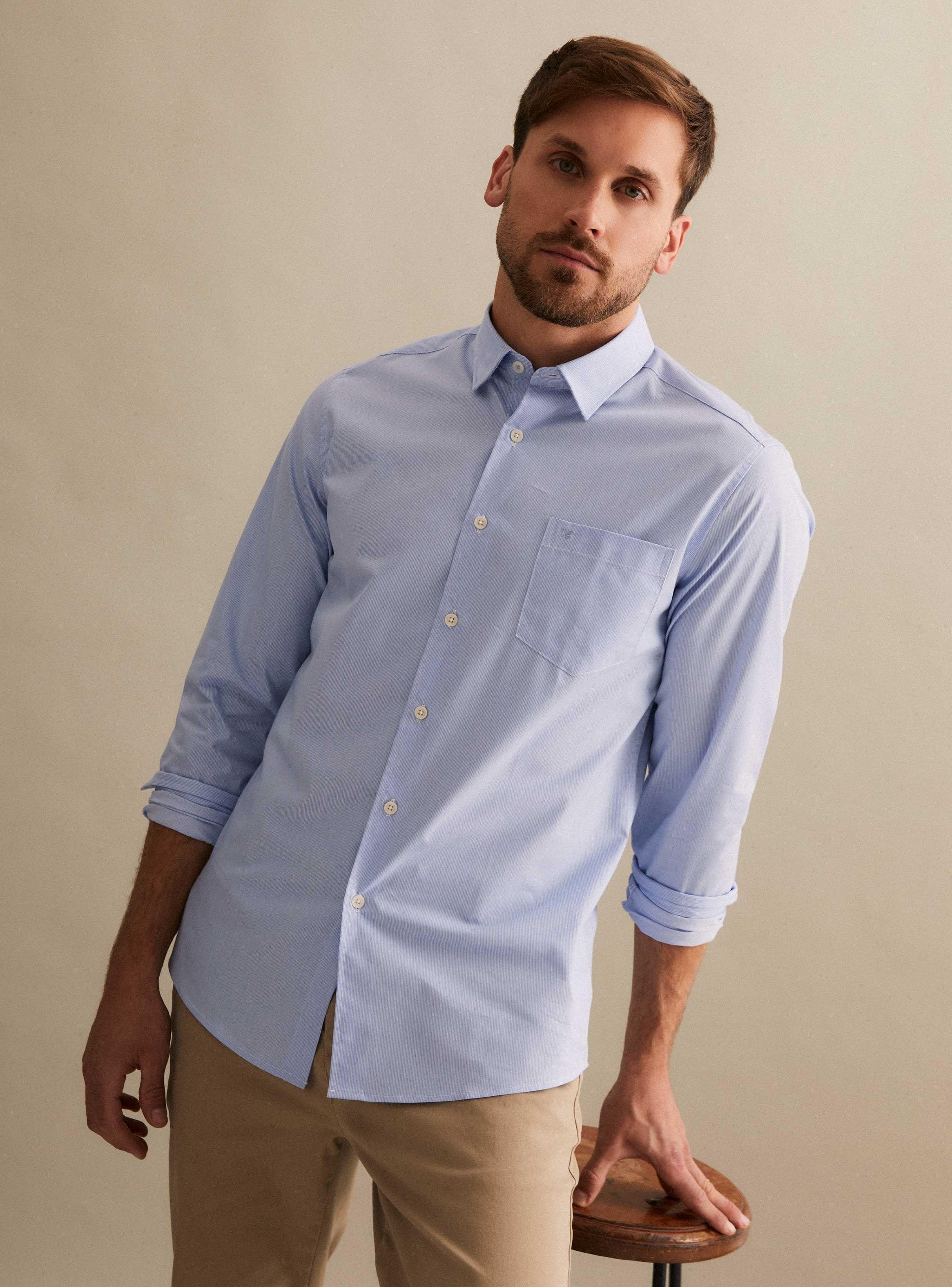 Camisa Manga Larga Raya Básica-0