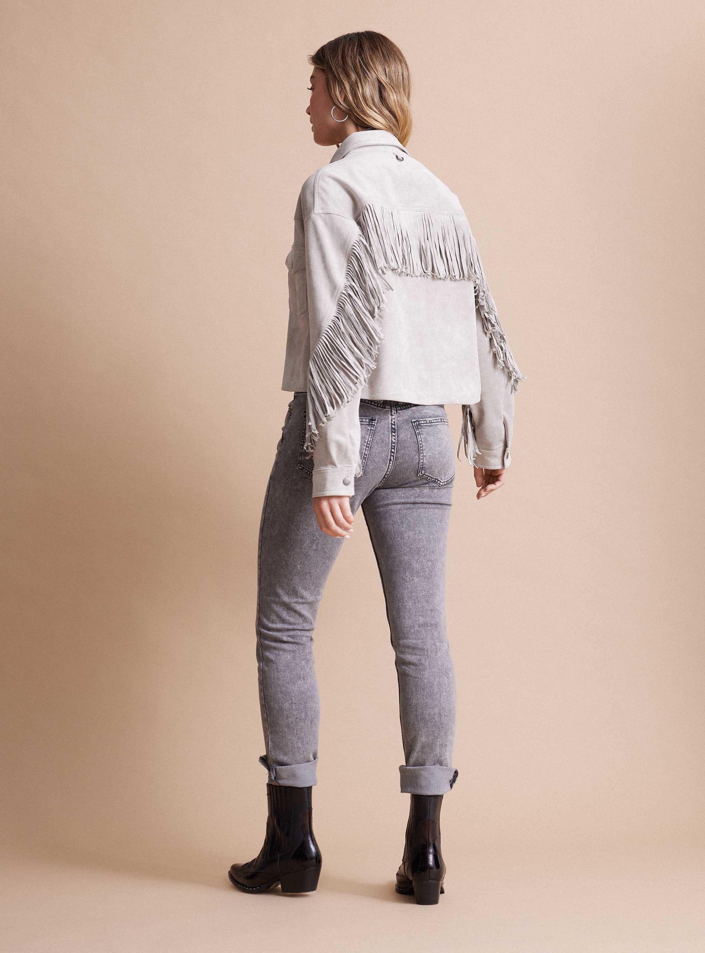 Chaqueta Efecto Reno con Flecos-5