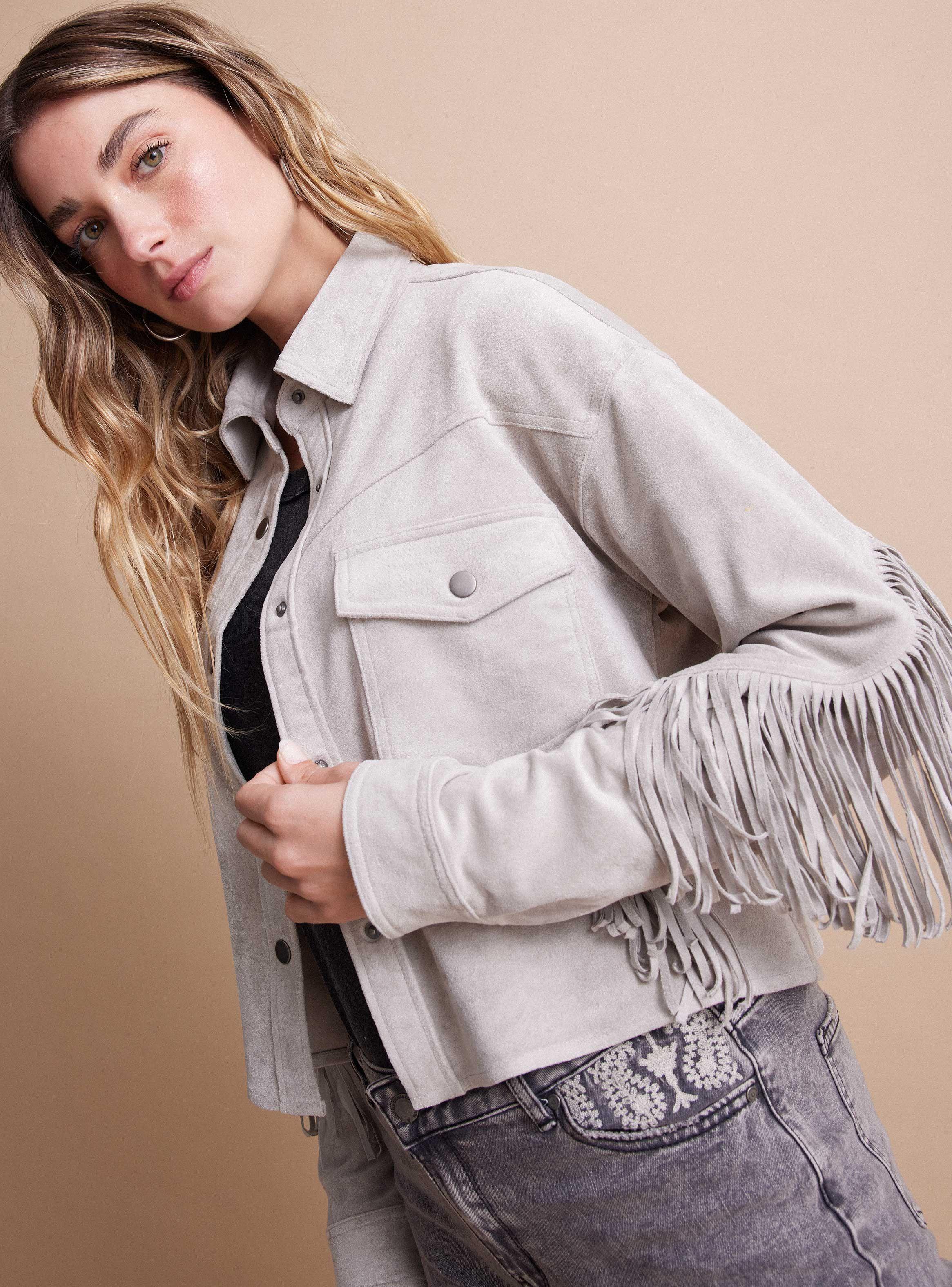 Chaqueta Efecto Reno con Flecos-2