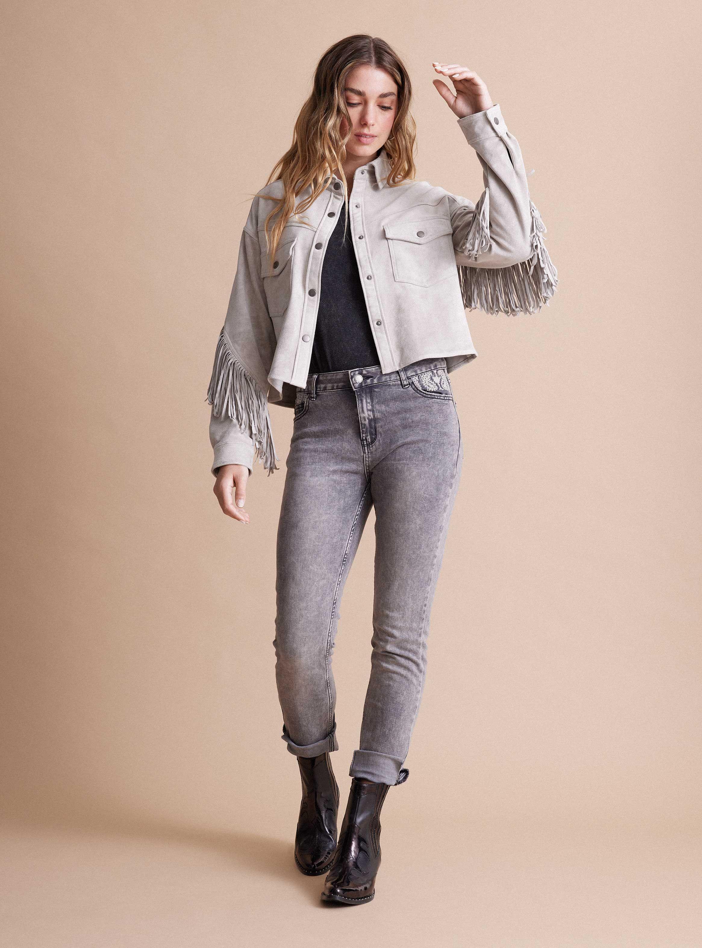 Chaqueta Efecto Reno con Flecos-4