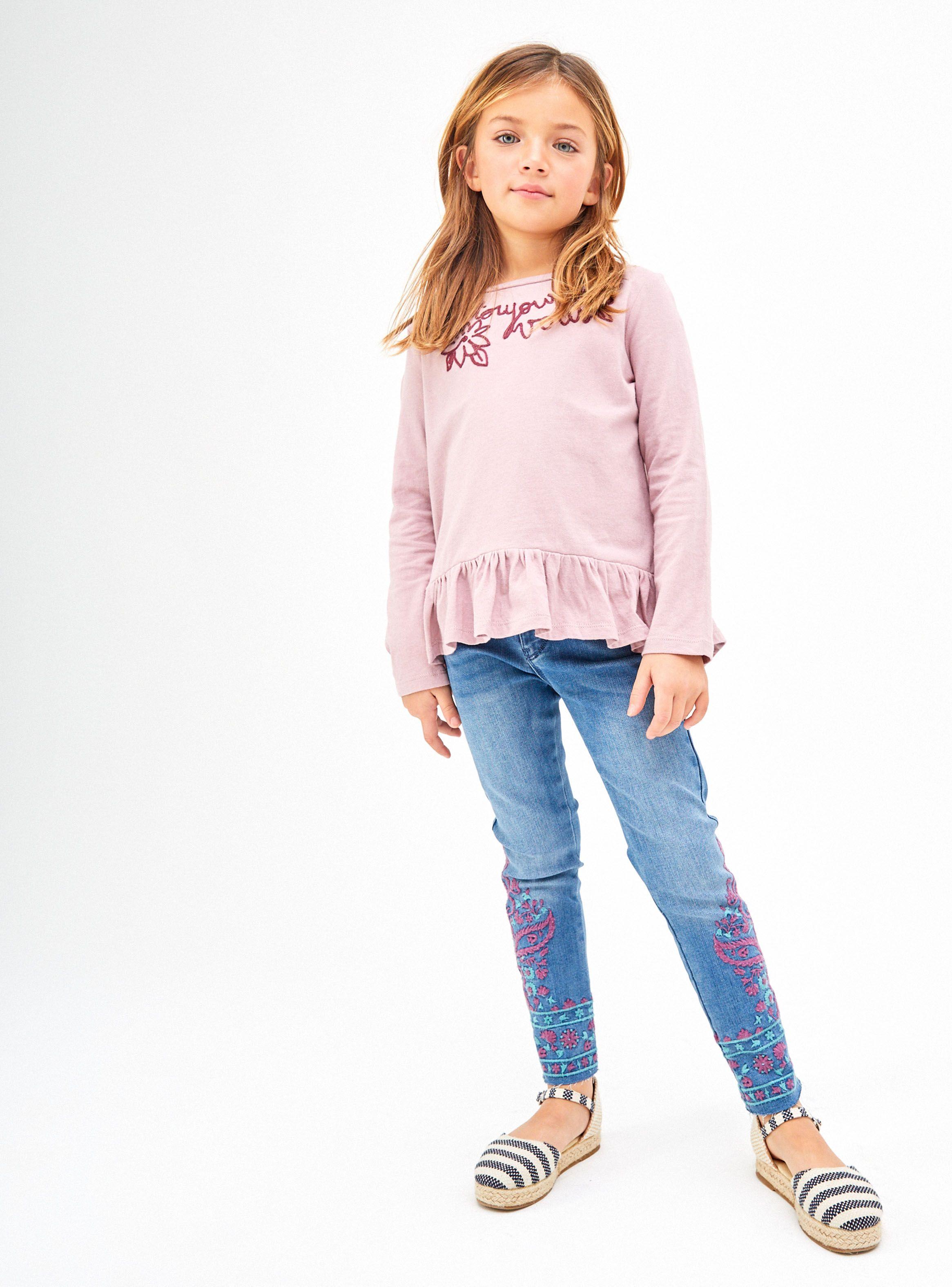 Jeans Denim Bordado Slim Fit Niña-0