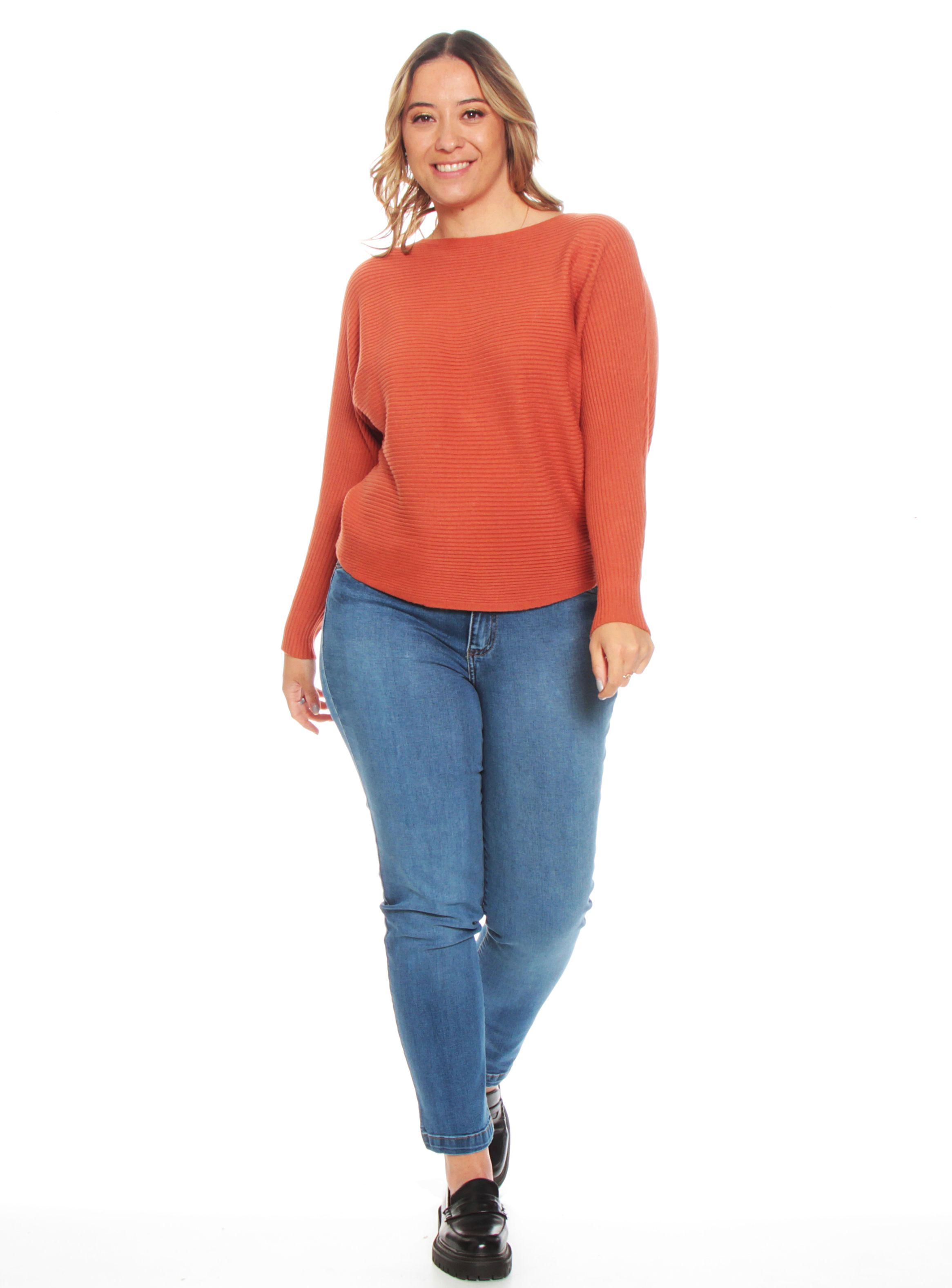 Sweater Manga Larga Cuello Bote Sólido-3