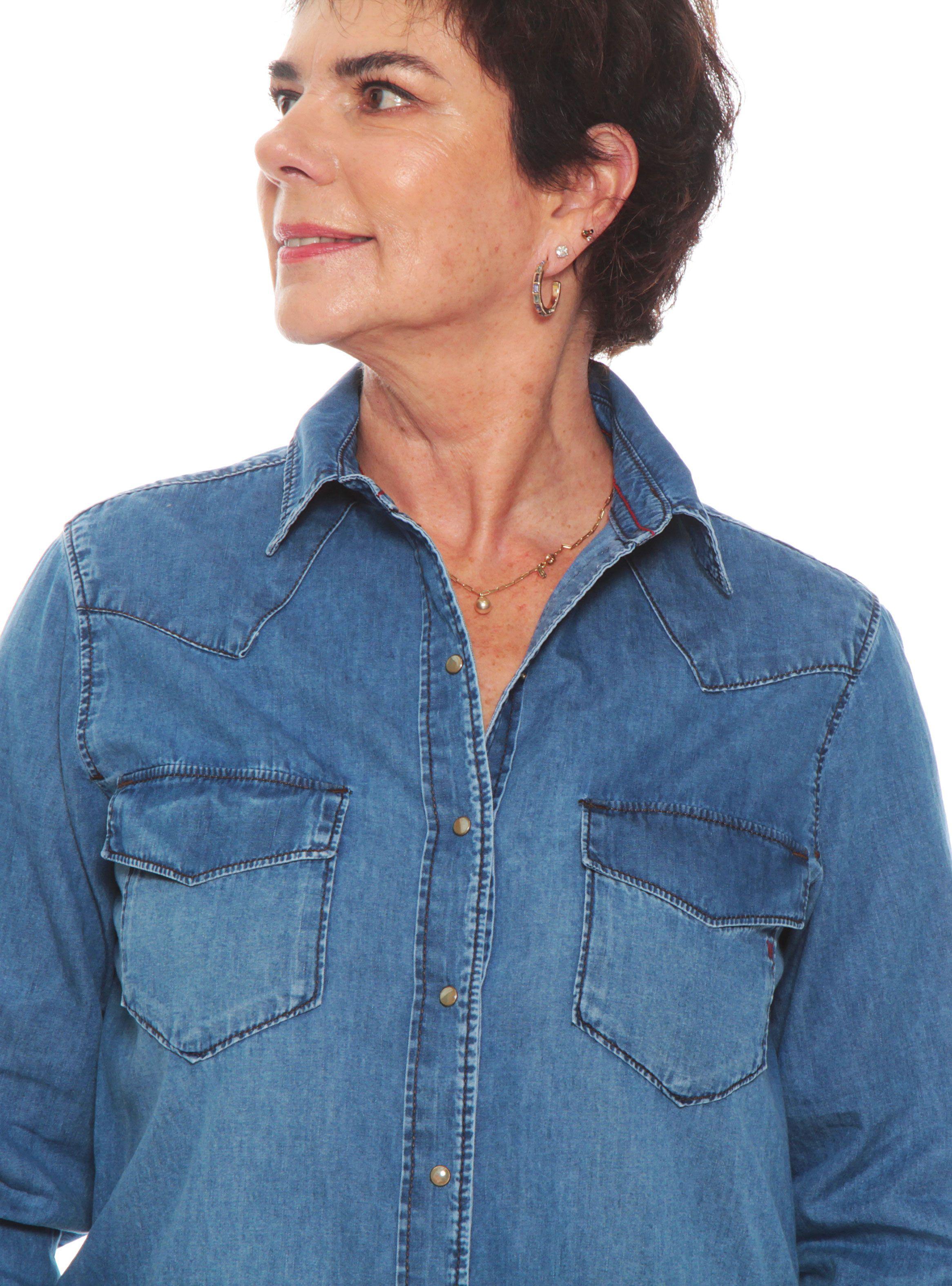 Blusa Manga Larga Denim Abotonada-2