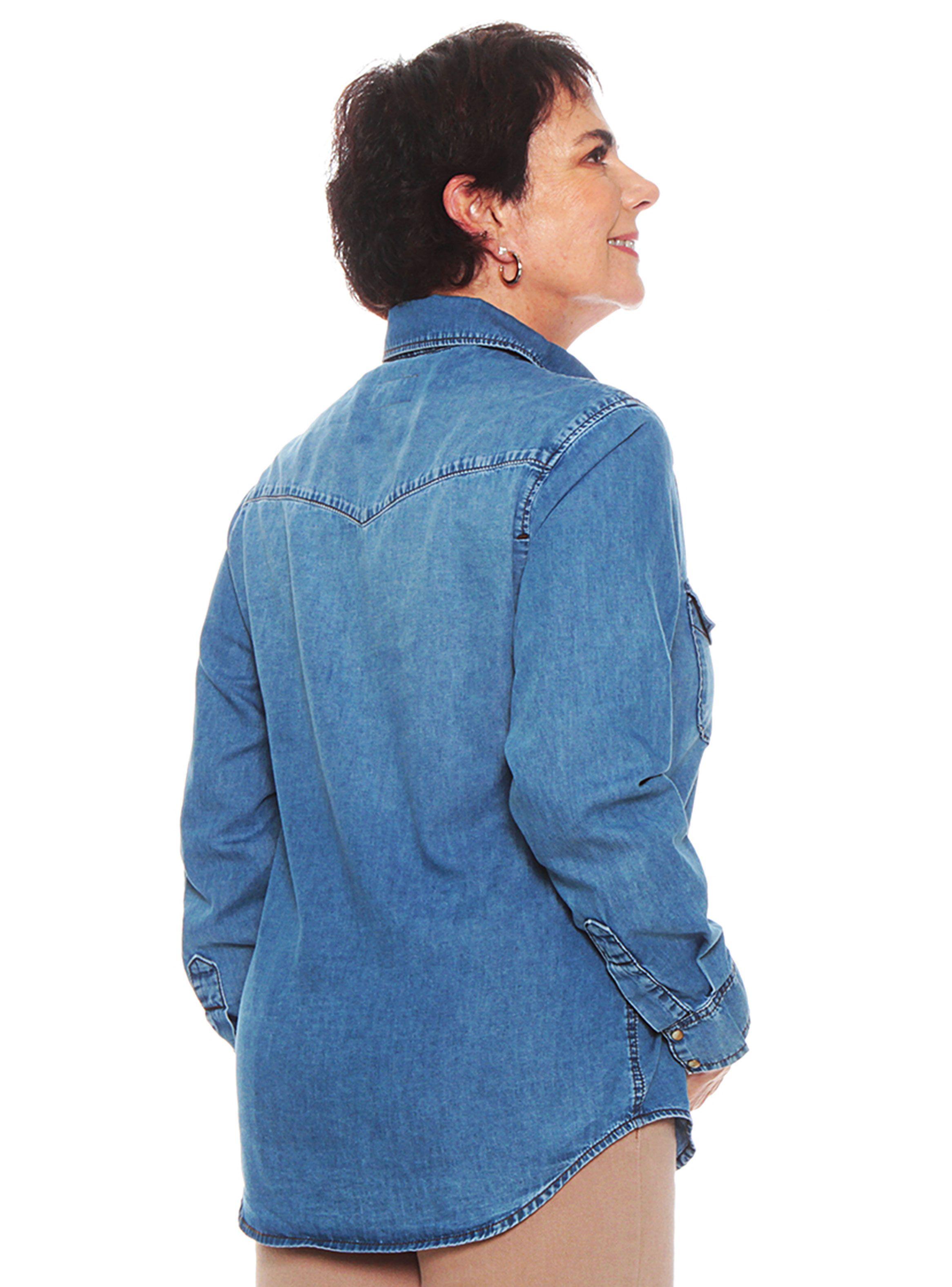 Blusa Manga Larga Denim Abotonada-1