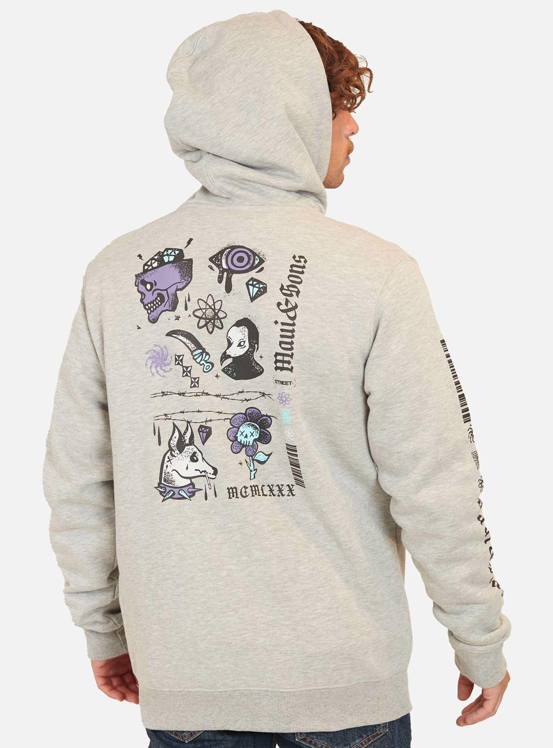 Polerón Print Back Gothic Flower Fullzip-1
