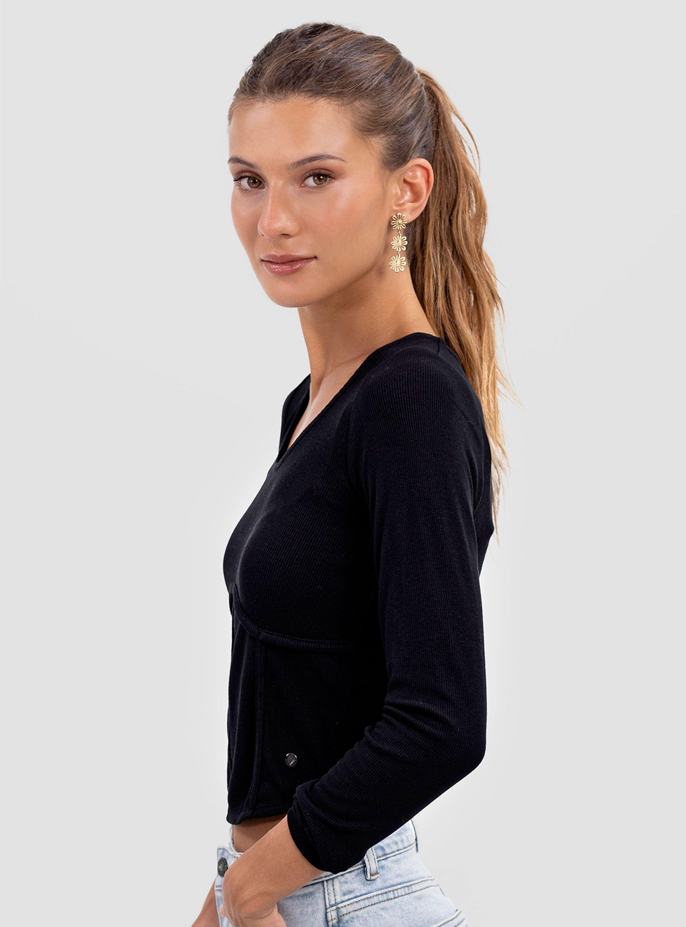 Polera Top Manga Larga Corset-2