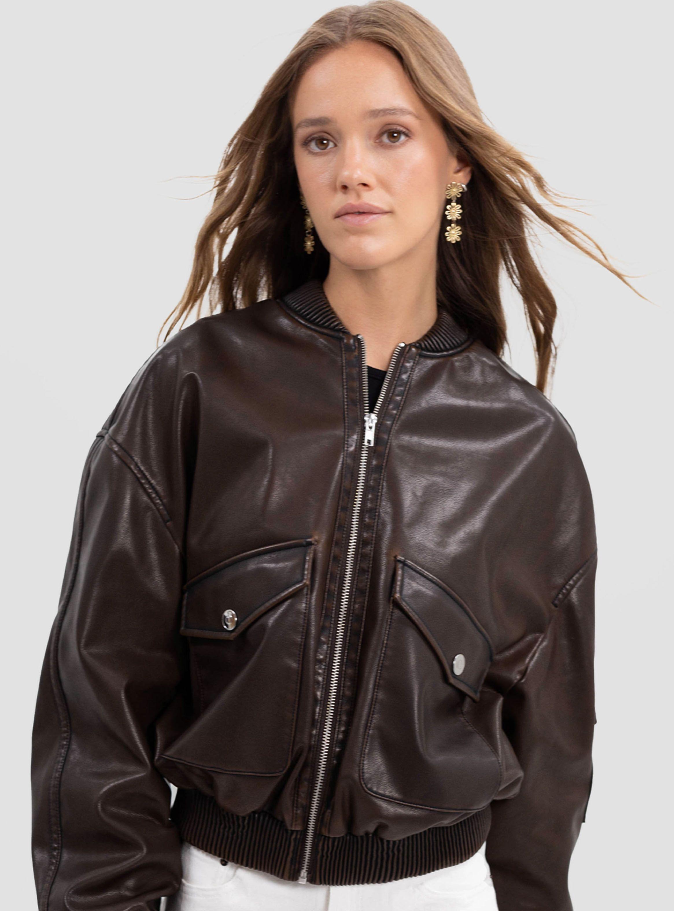 Chaqueta Bomber Pu Gray Raindoor | Paris.cl